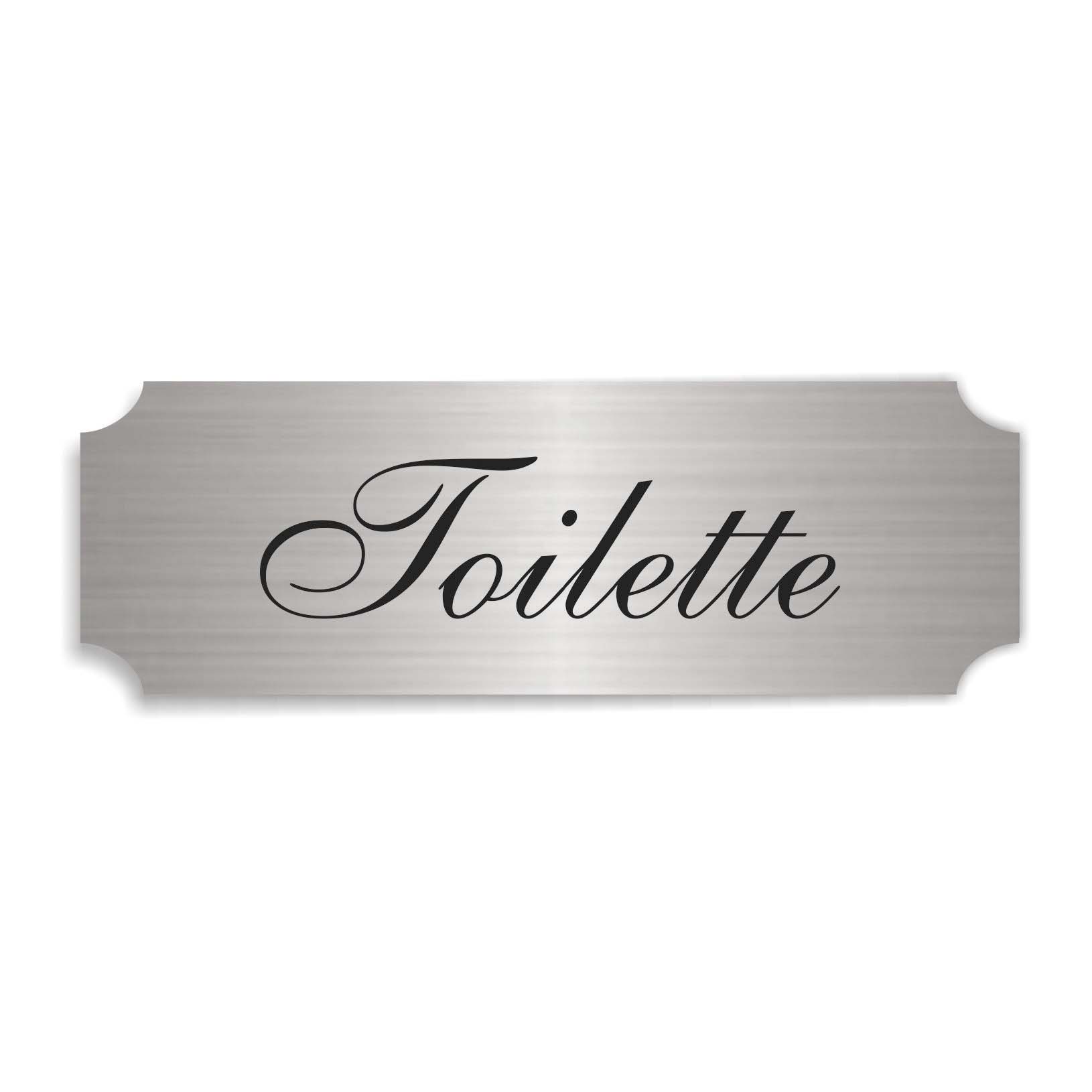 Schild « TOILETTE » selbstklebend - Aluminium Look - silber