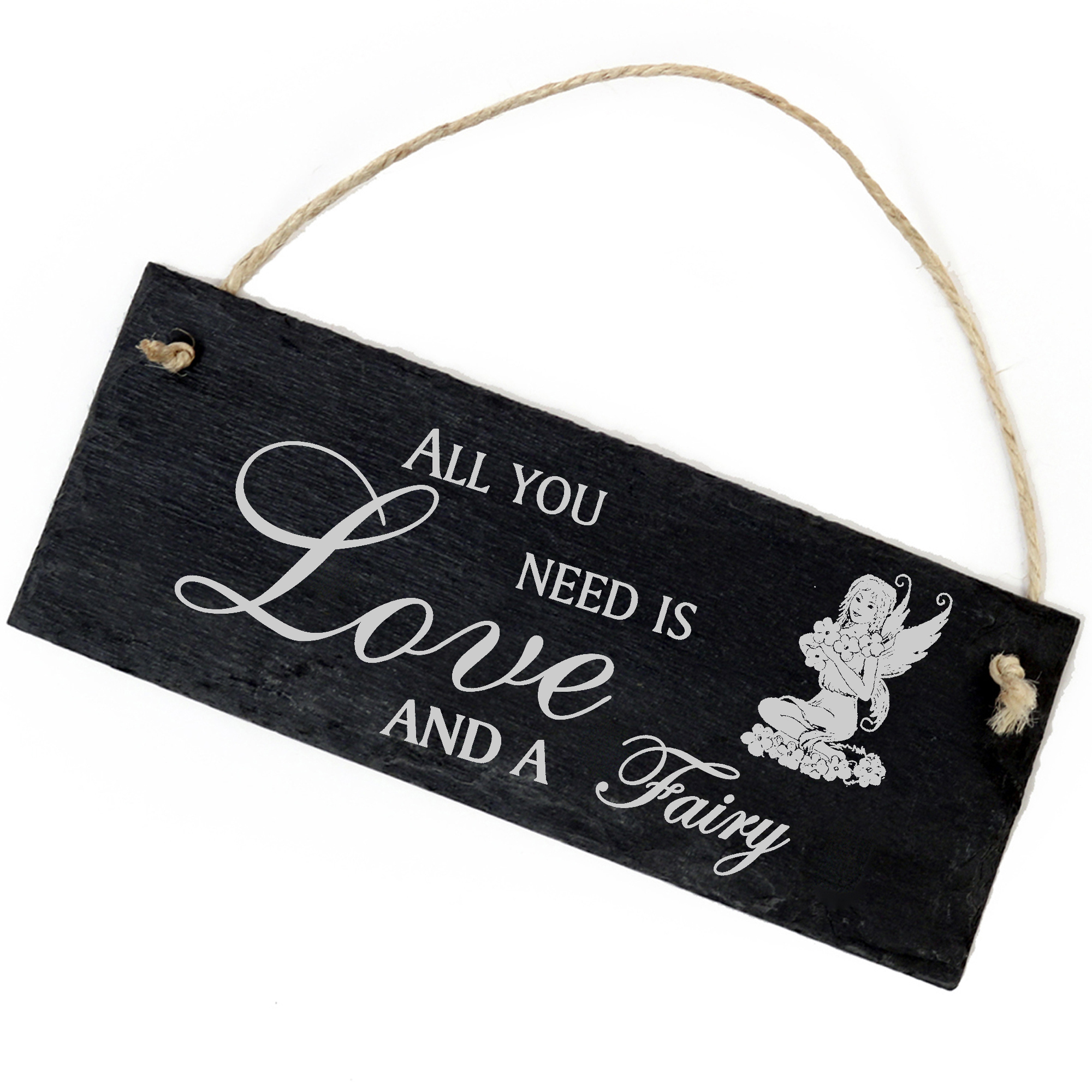 Schiefertafel Deko Elfe Schild 22 x 8 cm - All you need is Love and a Fairy