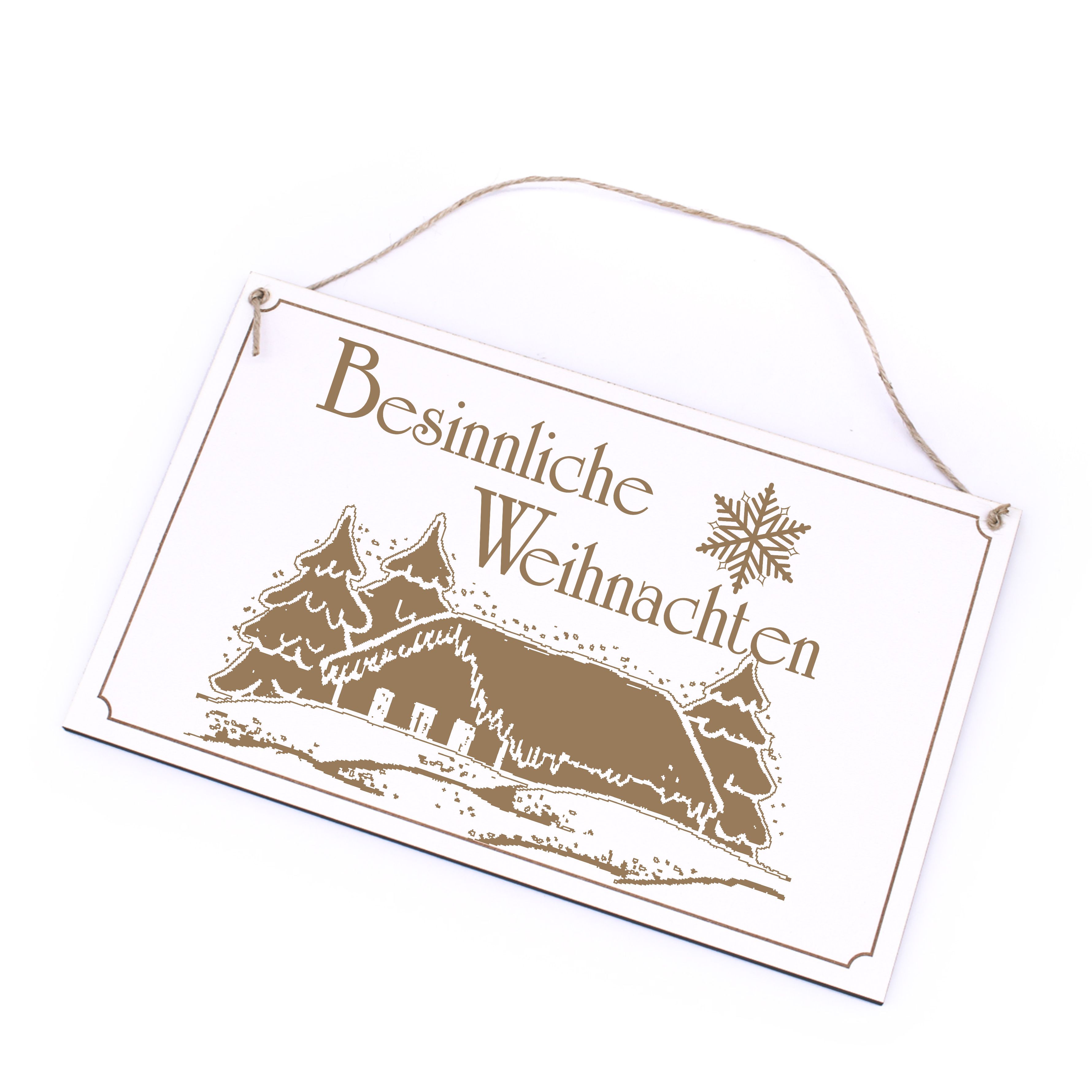 Schild Besinnliche Weihnachten - Holzschild Weihnachtsdeko 26 x 16 cm