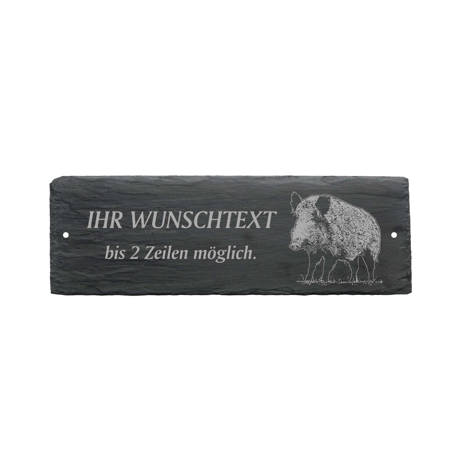 Türschild « WILDSCHWEIN 01 » ca. 22 x 8 cm - aus Schiefer