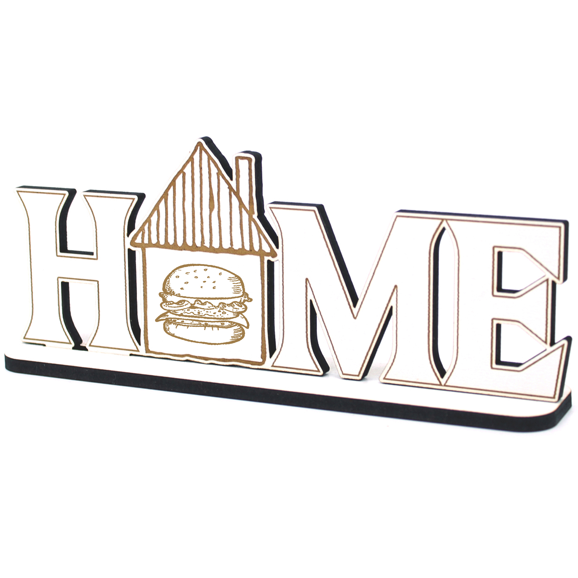 Deko Home Aufsteller Holz - Burger - 28x12 cm Holzdeko