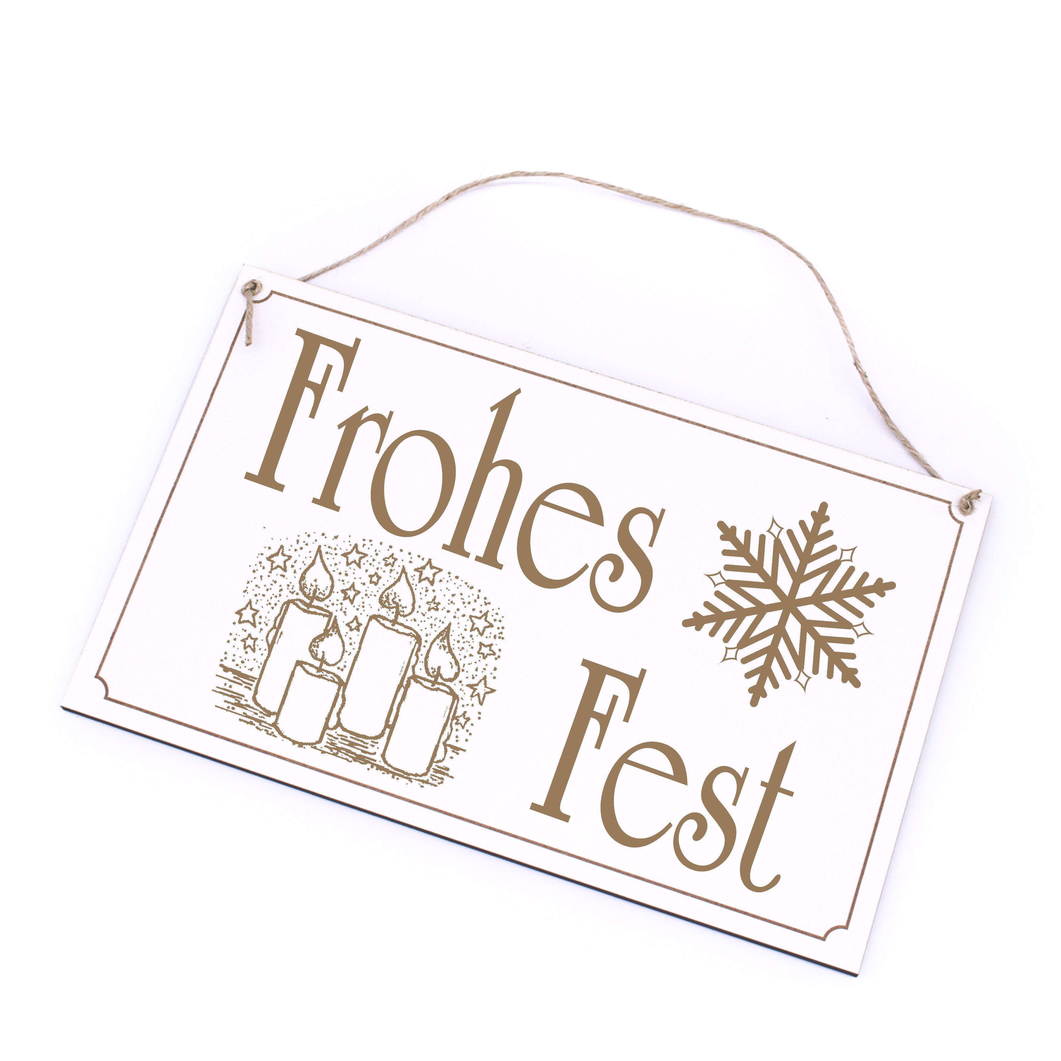 Weihnachten Schild - Frohes Fest - Holzschild Weihnachtsdeko 26 x 16 cm