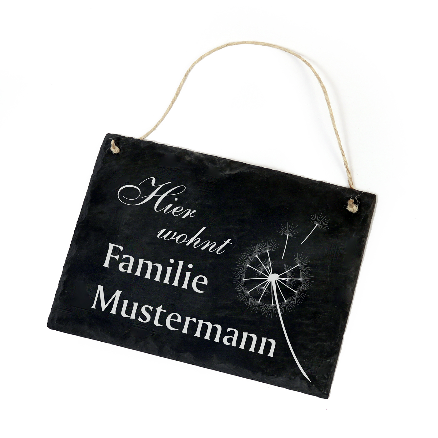 Schild Hier wohnt Familie + Name Türschild Pusteblume 22 x 16 cm