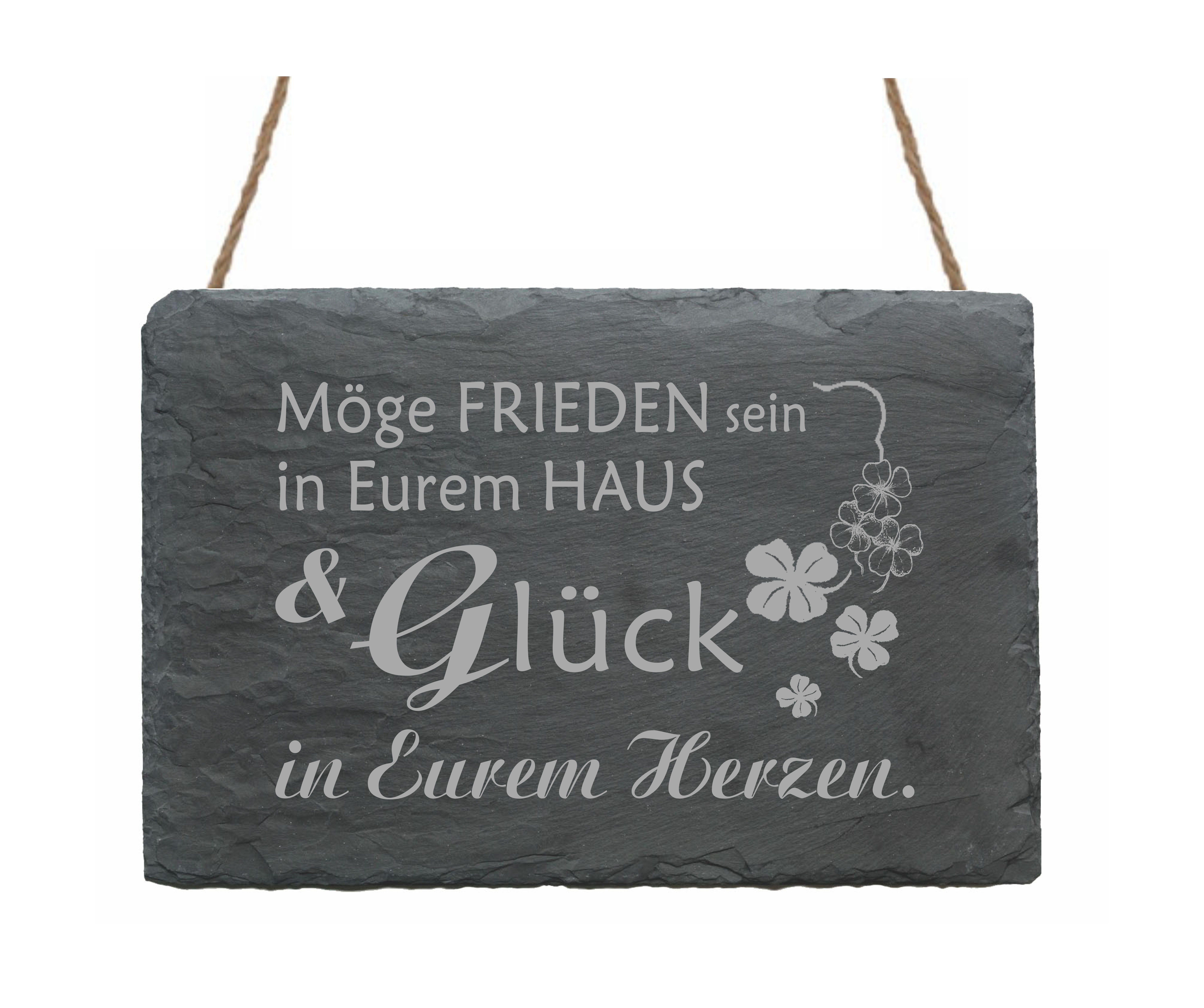 Schiefertafel « FRIEDEN & GLÜCK » Haussegen