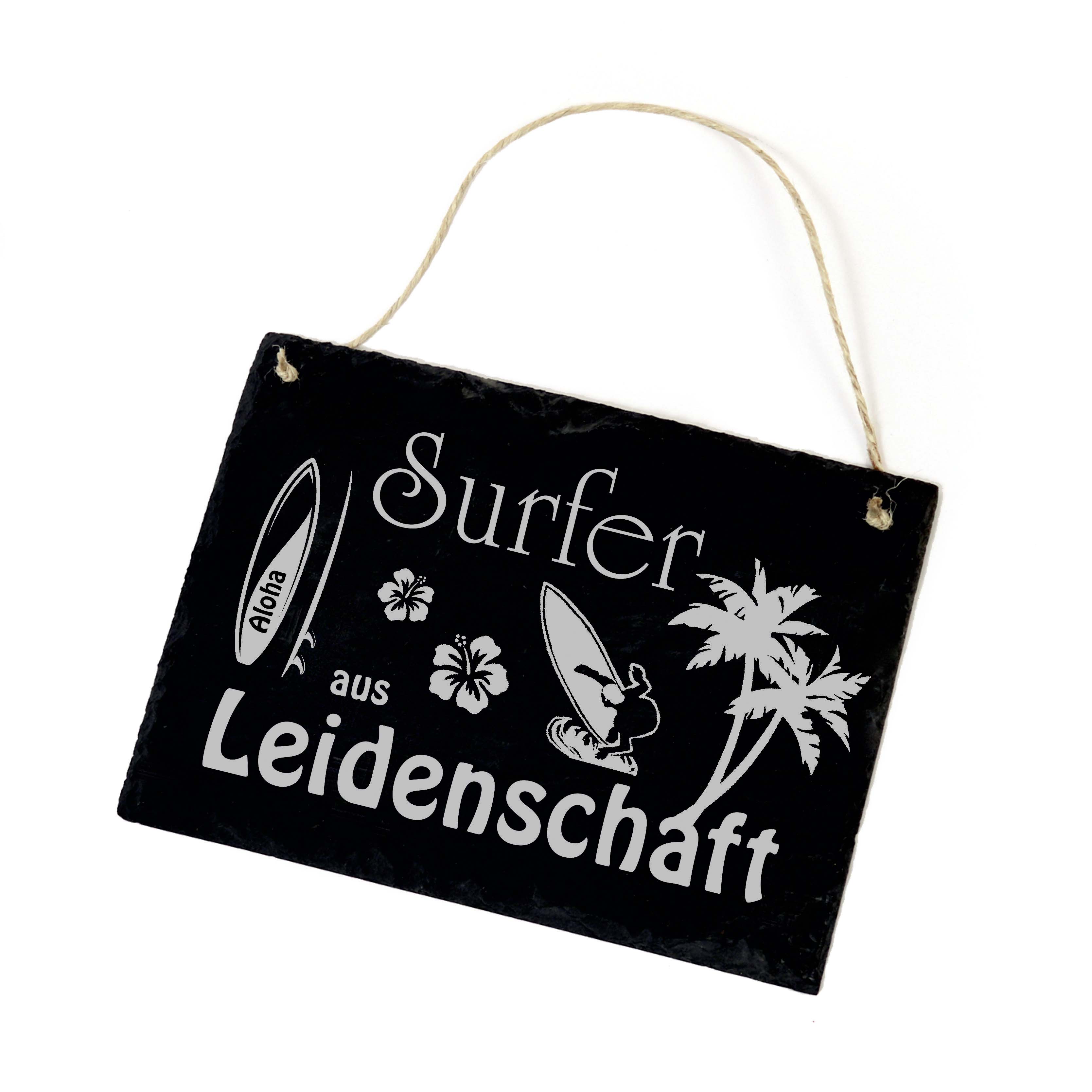 Surfer aus Leidenschaft Schild Türschild aus Schiefer graviert Aloha Surfbrett Dekoschild 22 x 16 cm