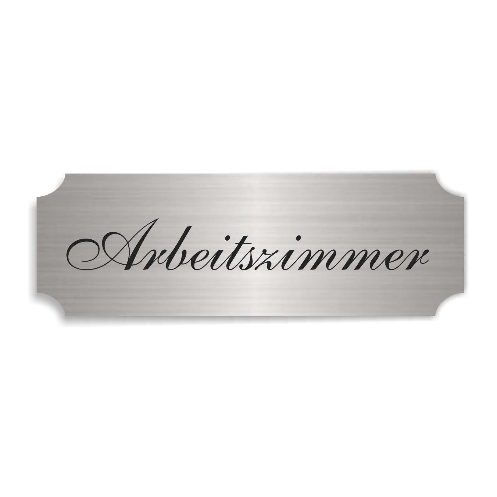 Schild « ARBEITSZIMMER » selbstklebend - Aluminium Look - silber