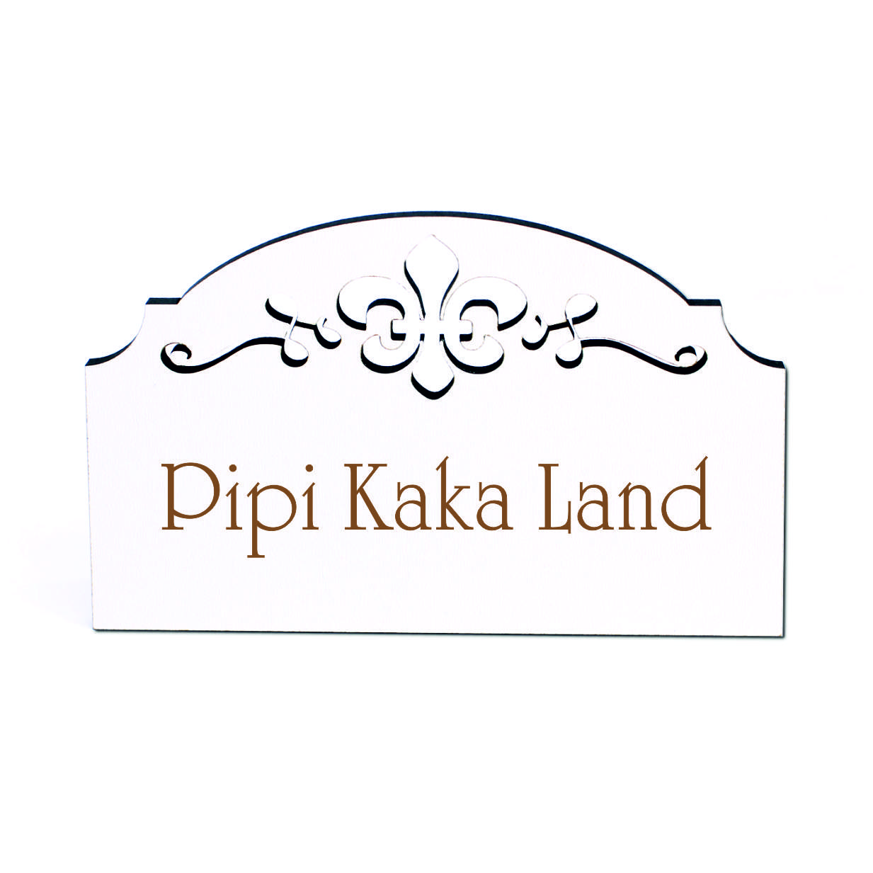 Pipi Kaka Land Türschild Schild Holz selbstklebend Ornamente Toilettentür WC Deko 15,5 x 9,5 cm