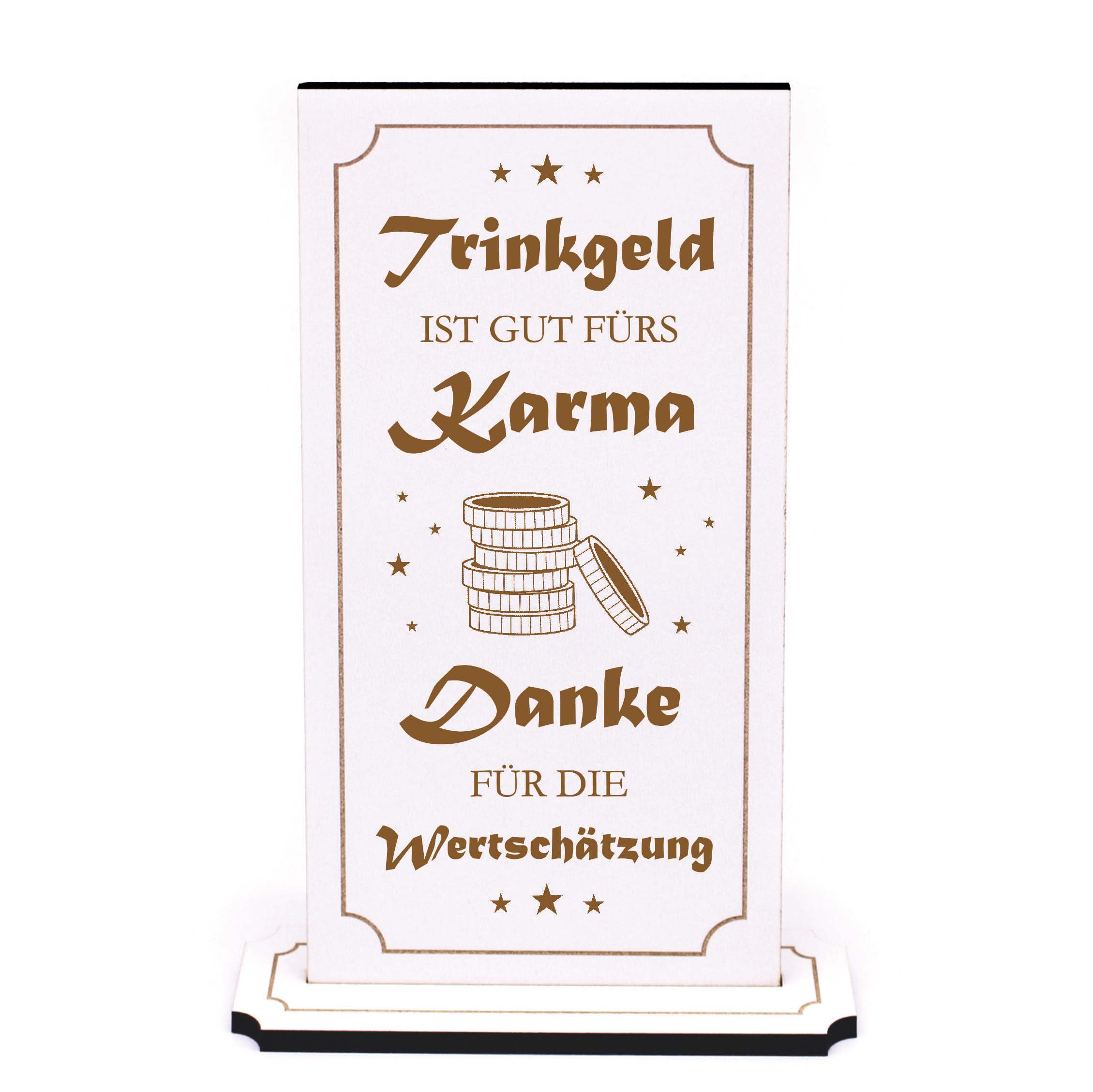 Aufsteller - Trinkgeld Kaffeekasse - Hinweisschild Info Holzaufsteller Schild Trinkgeldkasse 10 x 20