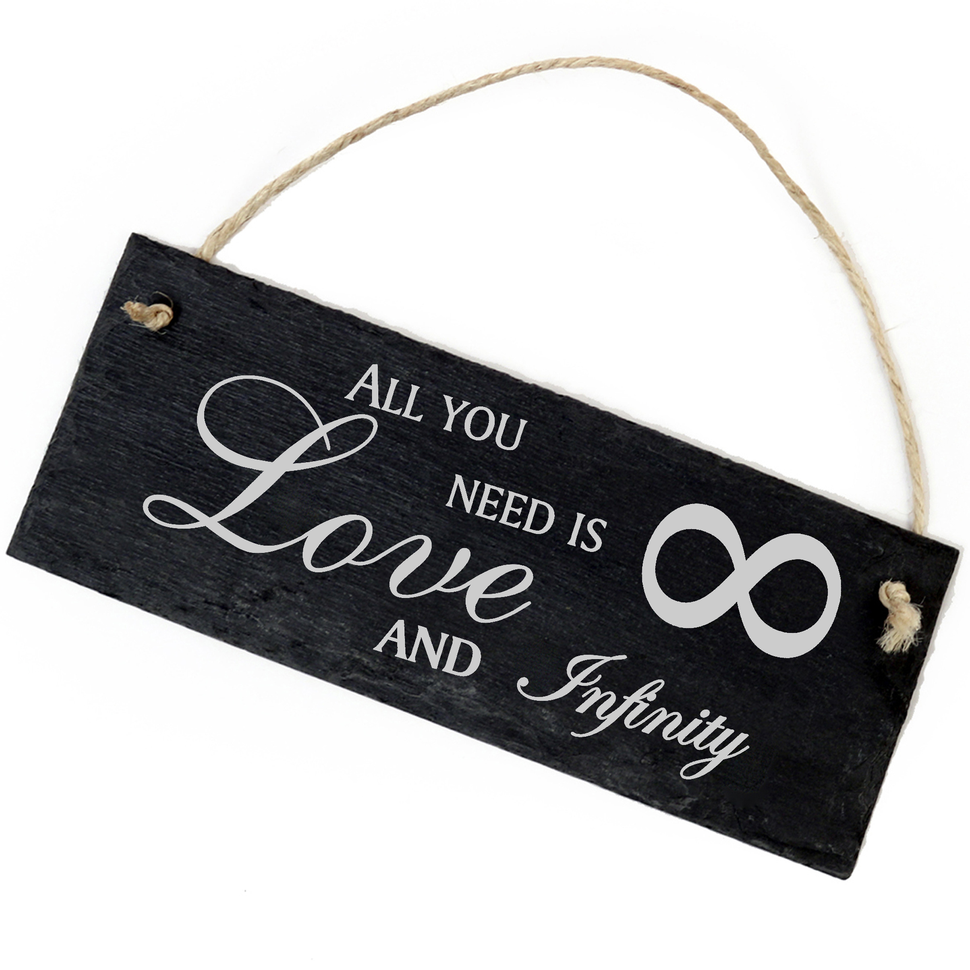 Schiefertafel Deko Unendlichkeitszeichen Schild 22 x 8 cm - All you need is Love and Infinity