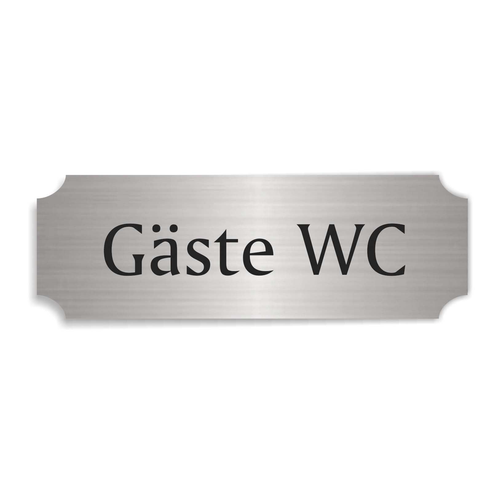 Schild « GÄSTE WC » selbstklebend - Aluminium Look - silber