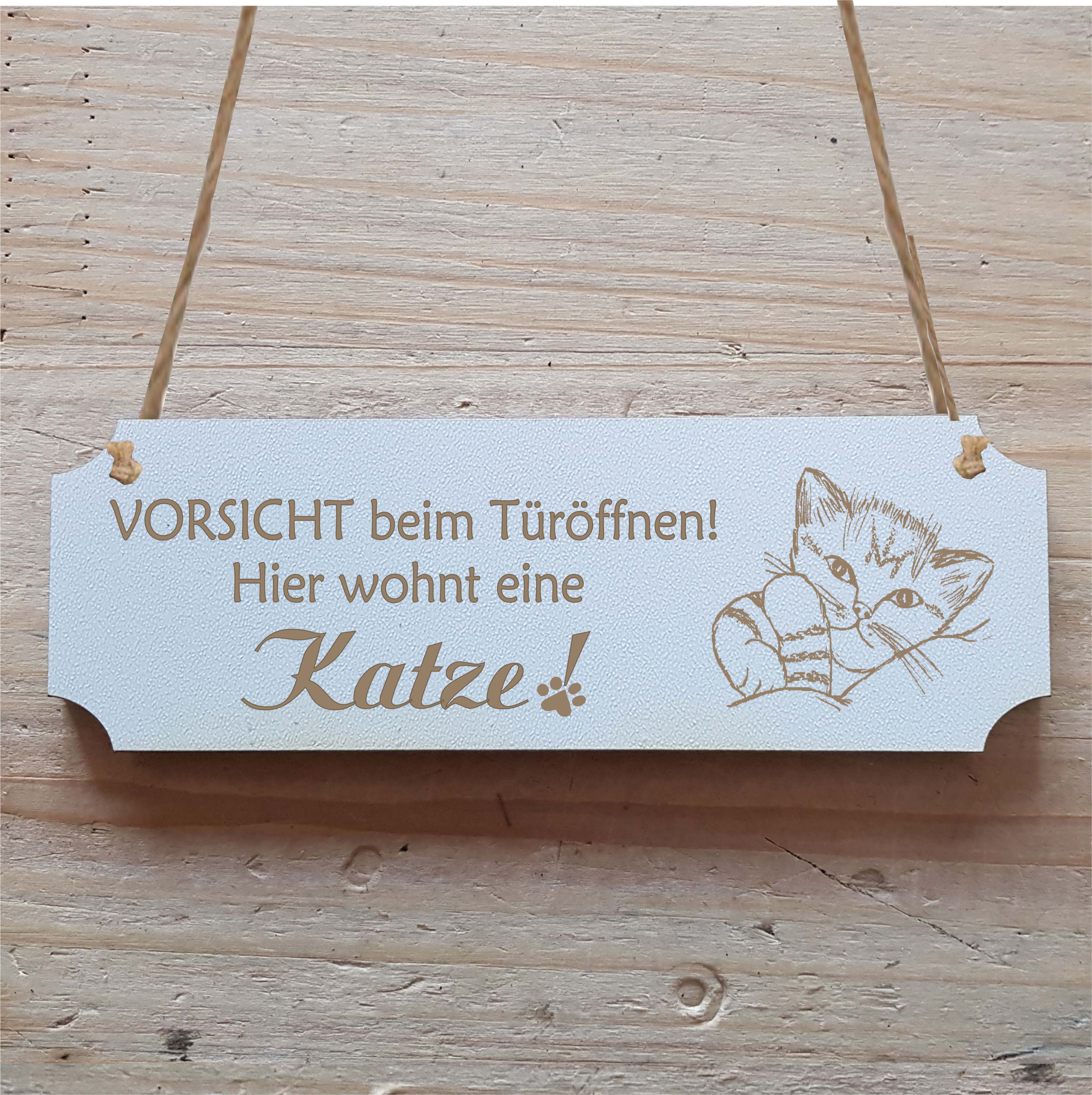 Schild « Vorsicht beim Türöffnen - hier wohnt eine Katze » Hinweisschild