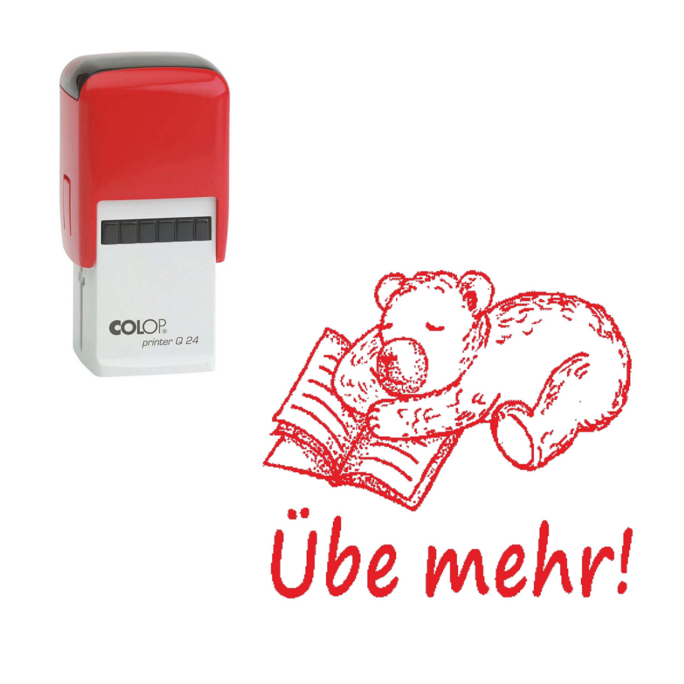 Lehrerstempel Übe mehr! - Automatikstempel Kinder Motivstempel Bär 24 x 24 mm