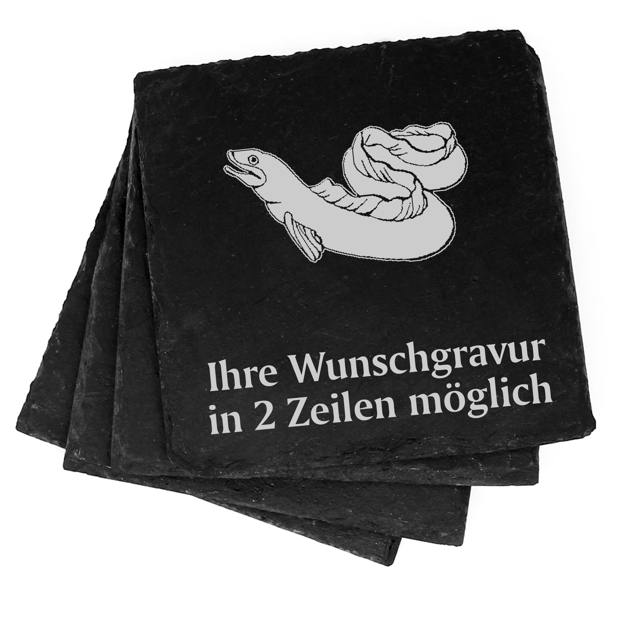 4x Aal Deko Schiefer Untersetzer Wunschgravur Set - 11 x 11 cm