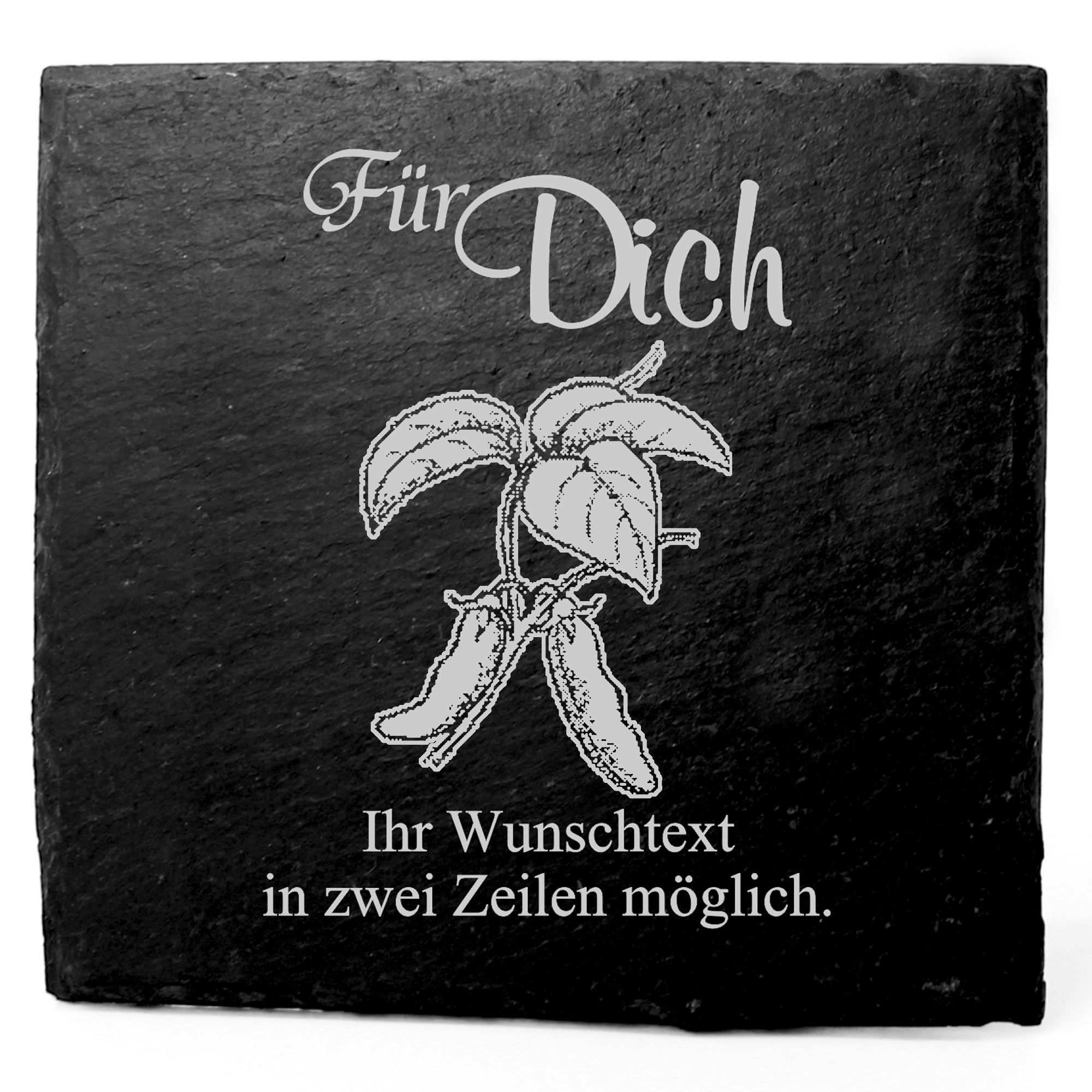 Deko Schiefer Untersetzer personalisiert Sojabohne - Für Dich - 11x11cm