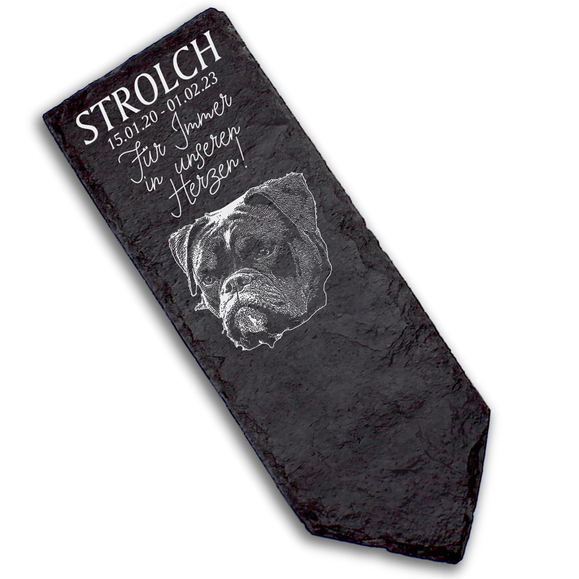 Grabstecker Grabschmuck Grabstein - Englische Bulldogge  - Personalisiert Grab Deko 8 x 22 cm Grabde