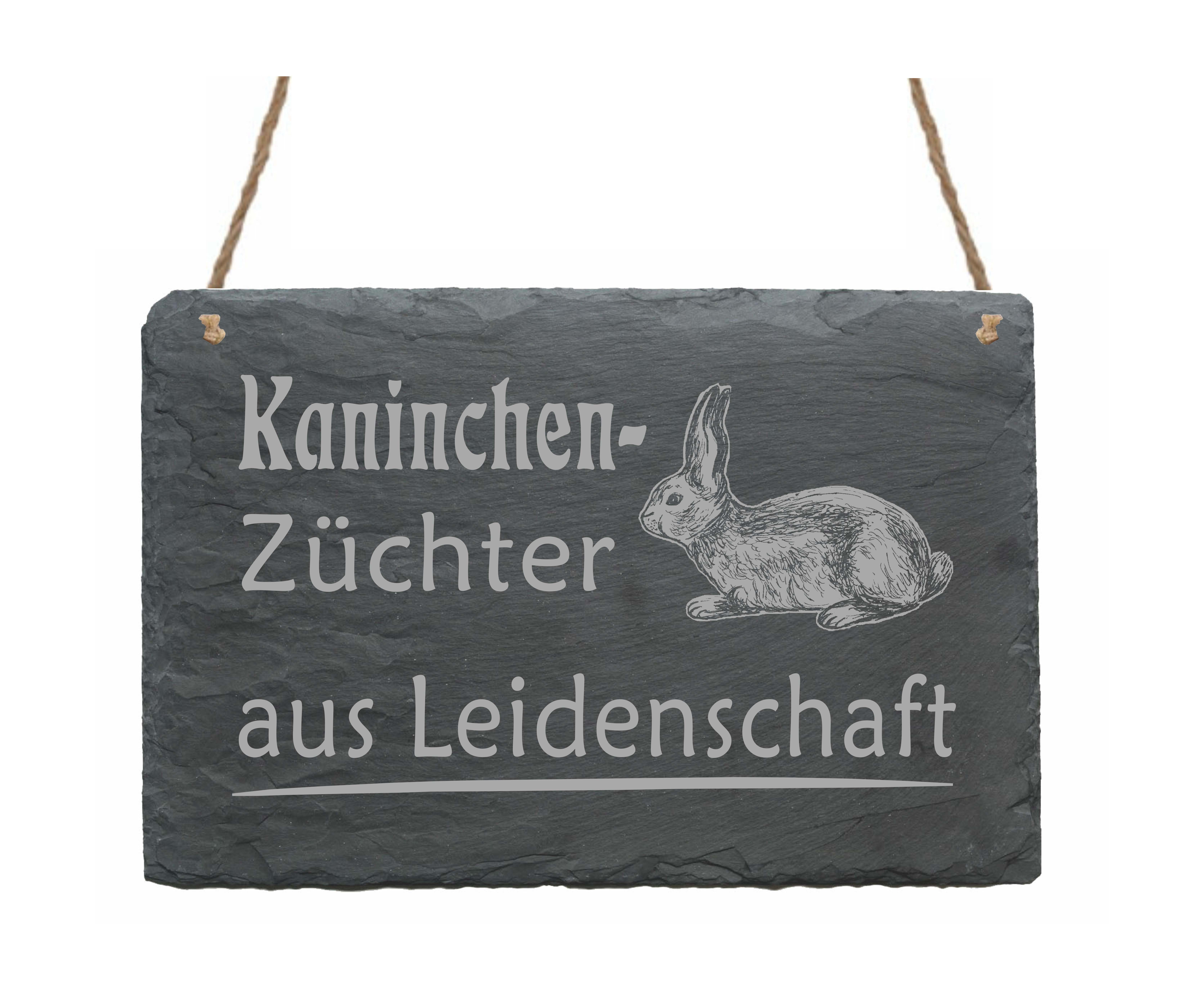 Schiefertafel « KANINCHENZÜCHTER AUS LEIDENSCHAFT » mit Motiv