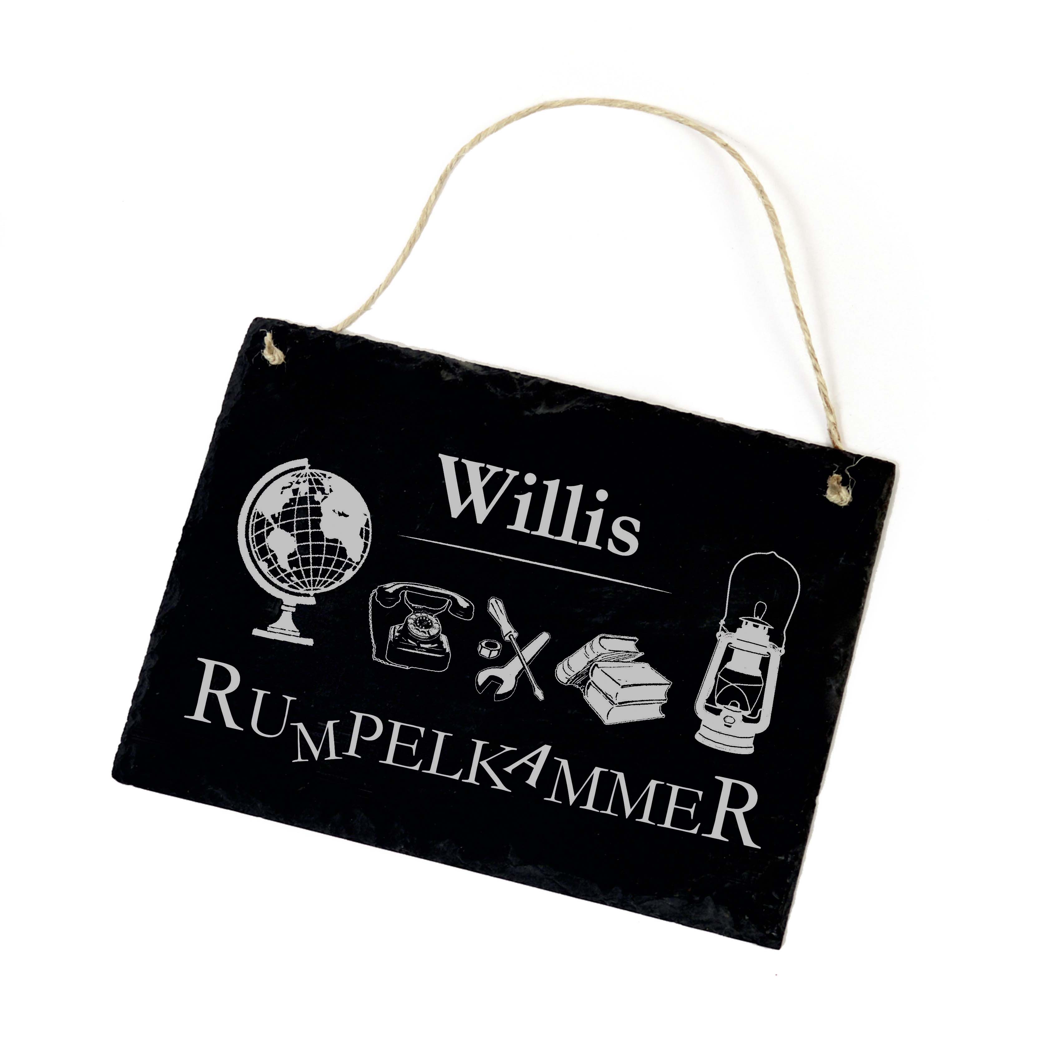 Rumpelkammer mit Wunschnamen Türschild Schiefer Schild Gravur Dekoschild personalisiert 22 x 16 cm