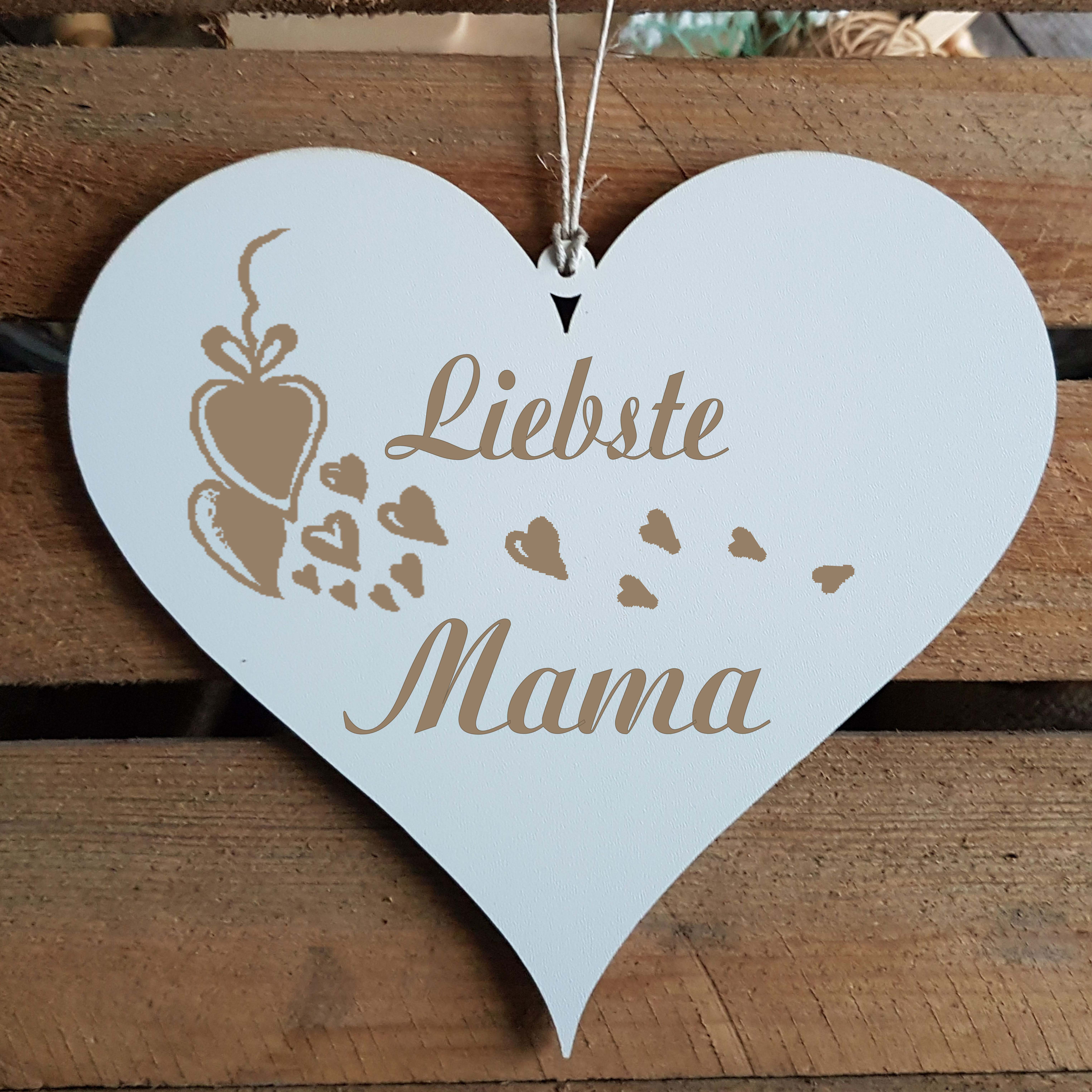 Herz Schild « LIEBSTE MAMA » mit Motiv Herzen