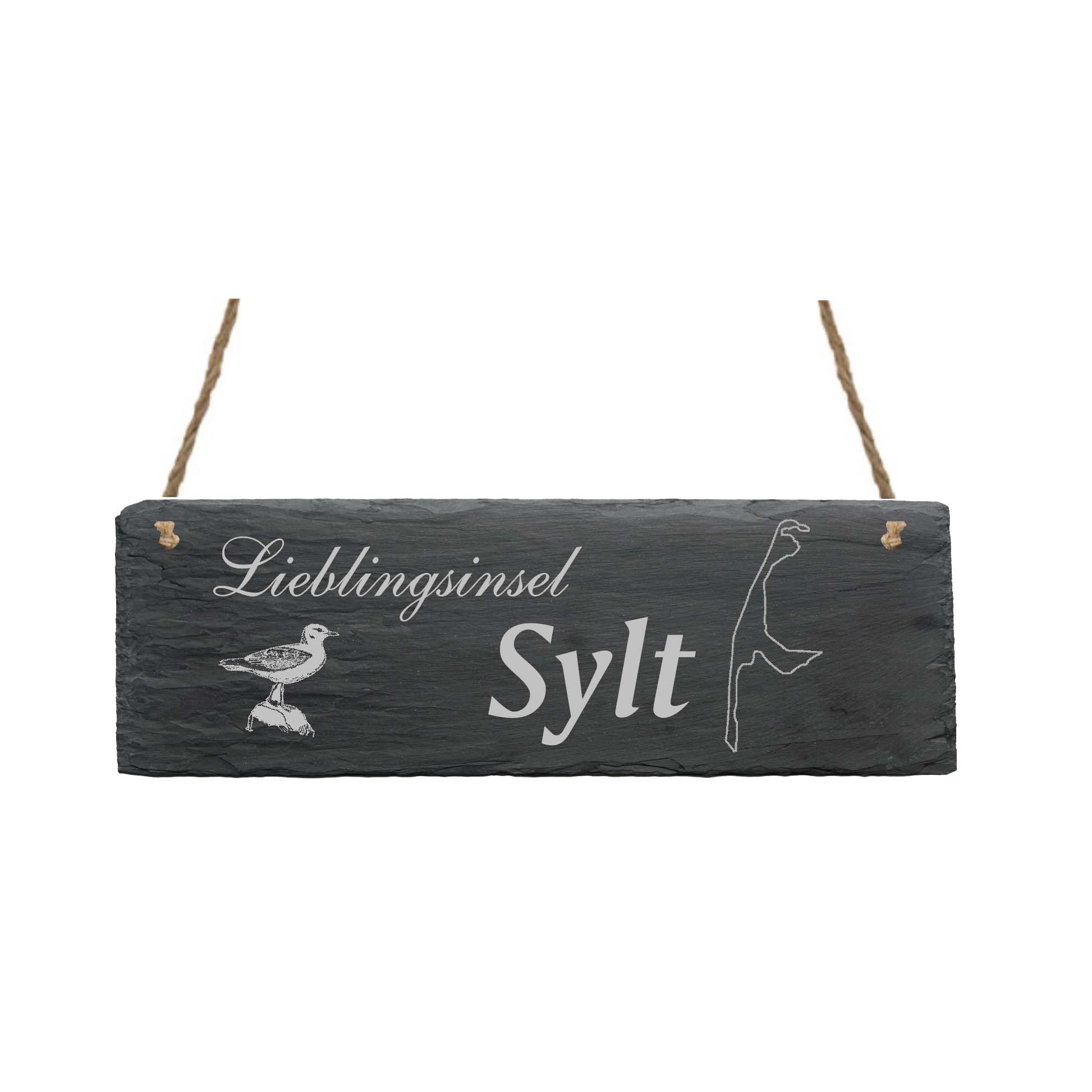 Schild « LIEBLINGSINSEL SYLT » 22 x 8 cm - aus Schiefer