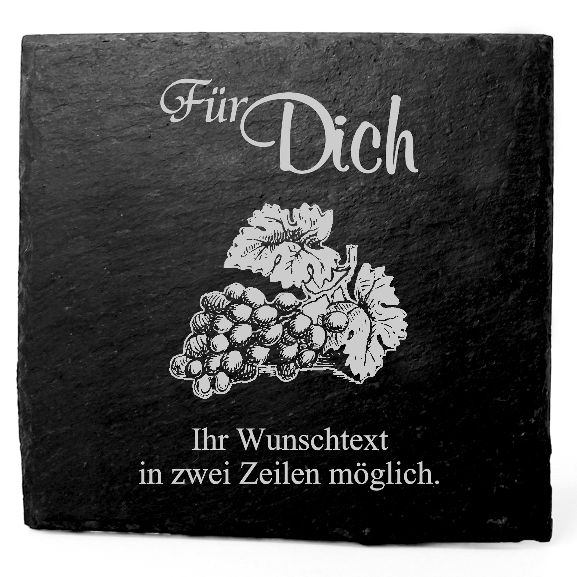 Deko Schiefer Untersetzer personalisiert Traube - Für Dich - 11x11cm