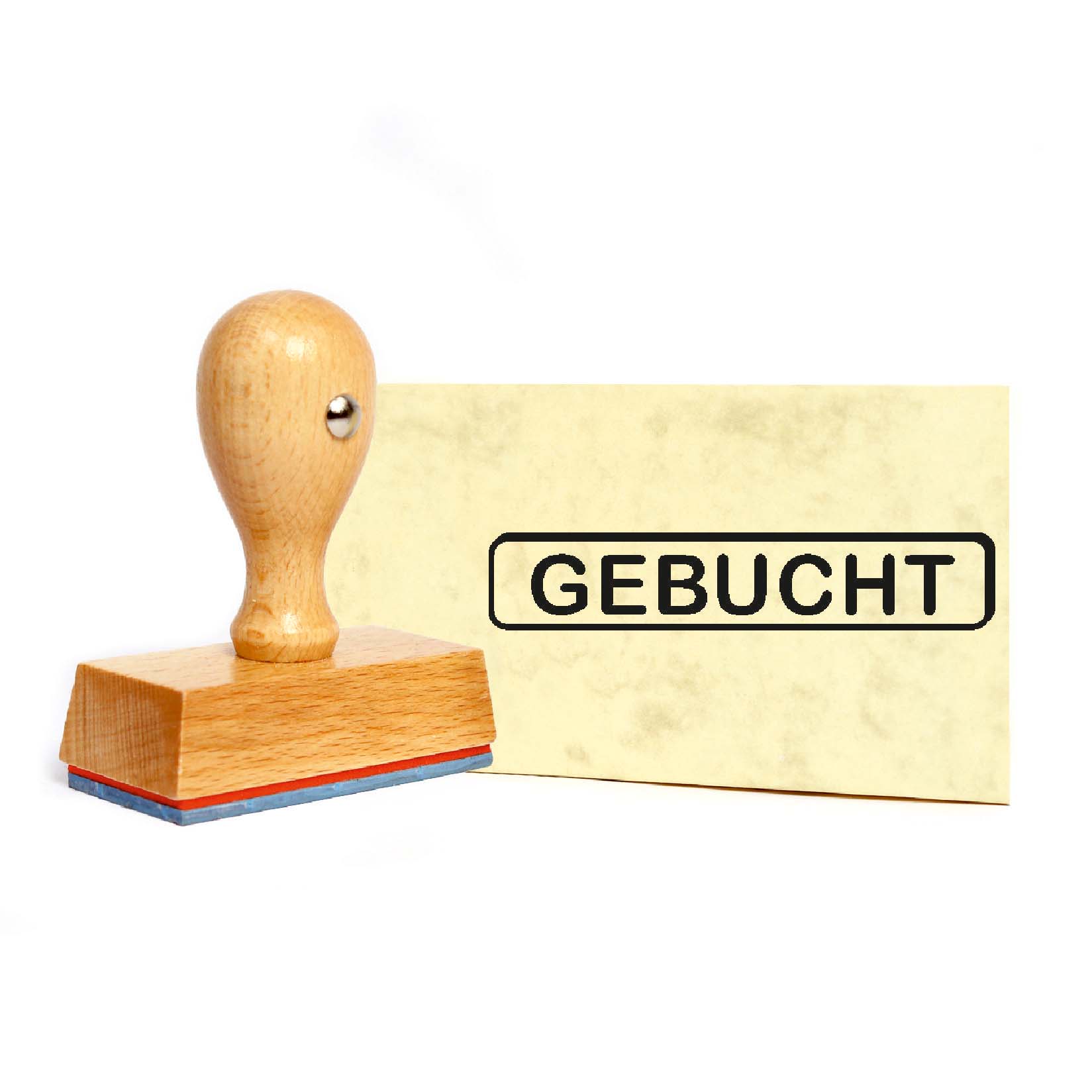 Stempel Gebucht - Holzstempel 49 x 9 mm