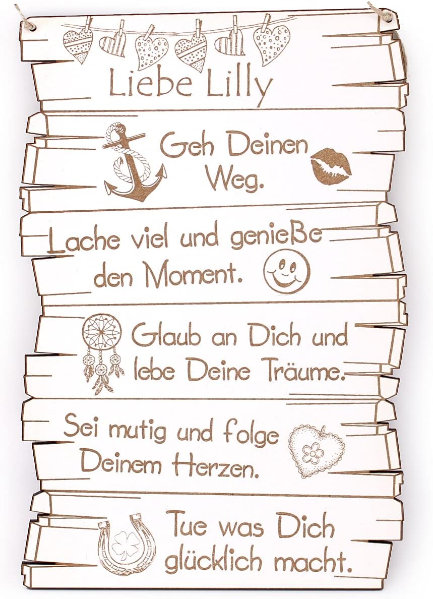 Sohn Tochter Schild Spruch Geh deinen Weg + NAME personalisiert Motivation Holzschild 16 x 24 cm