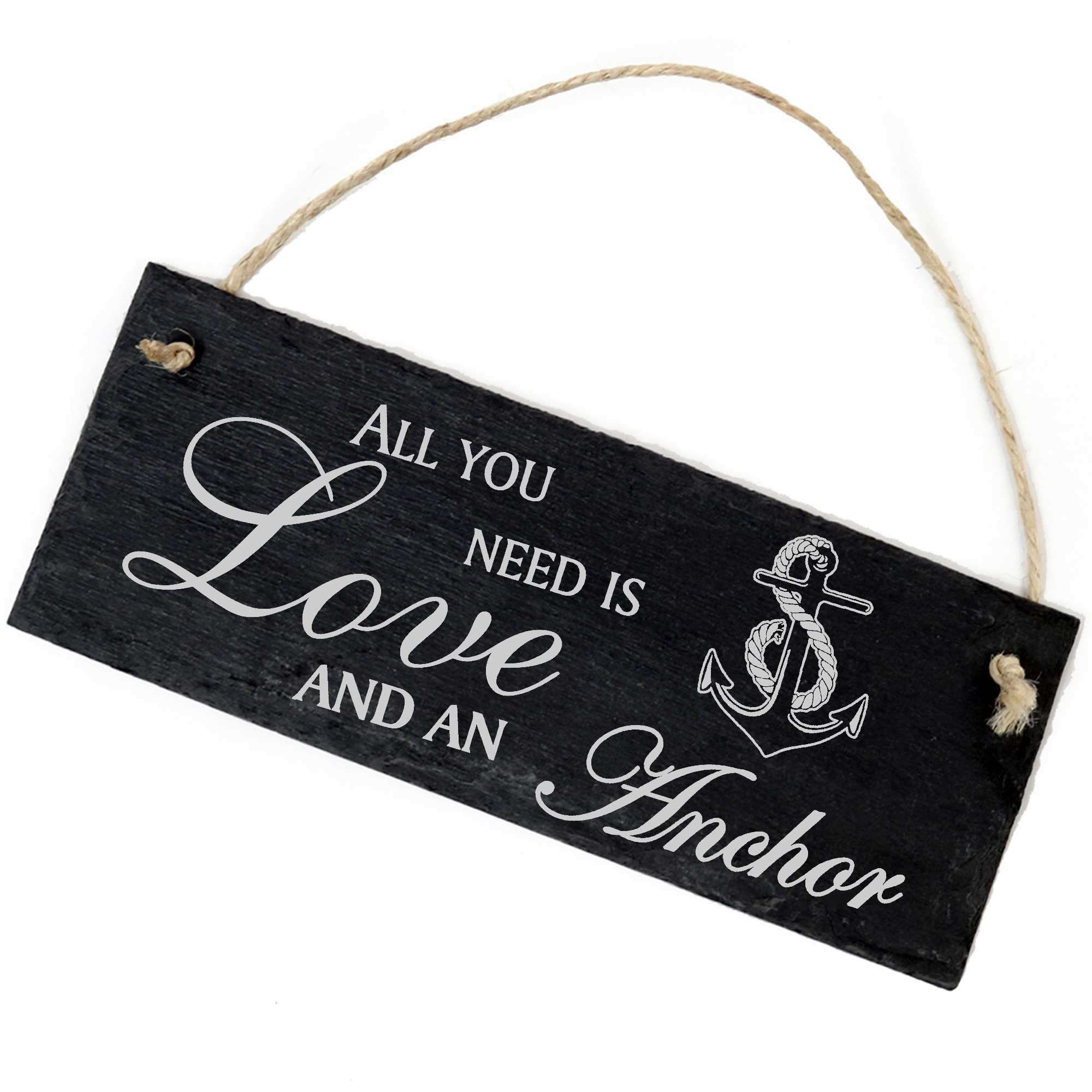 Schiefertafel Deko Anker Schild 22 x 8 cm - All you need is Love and an Anchor