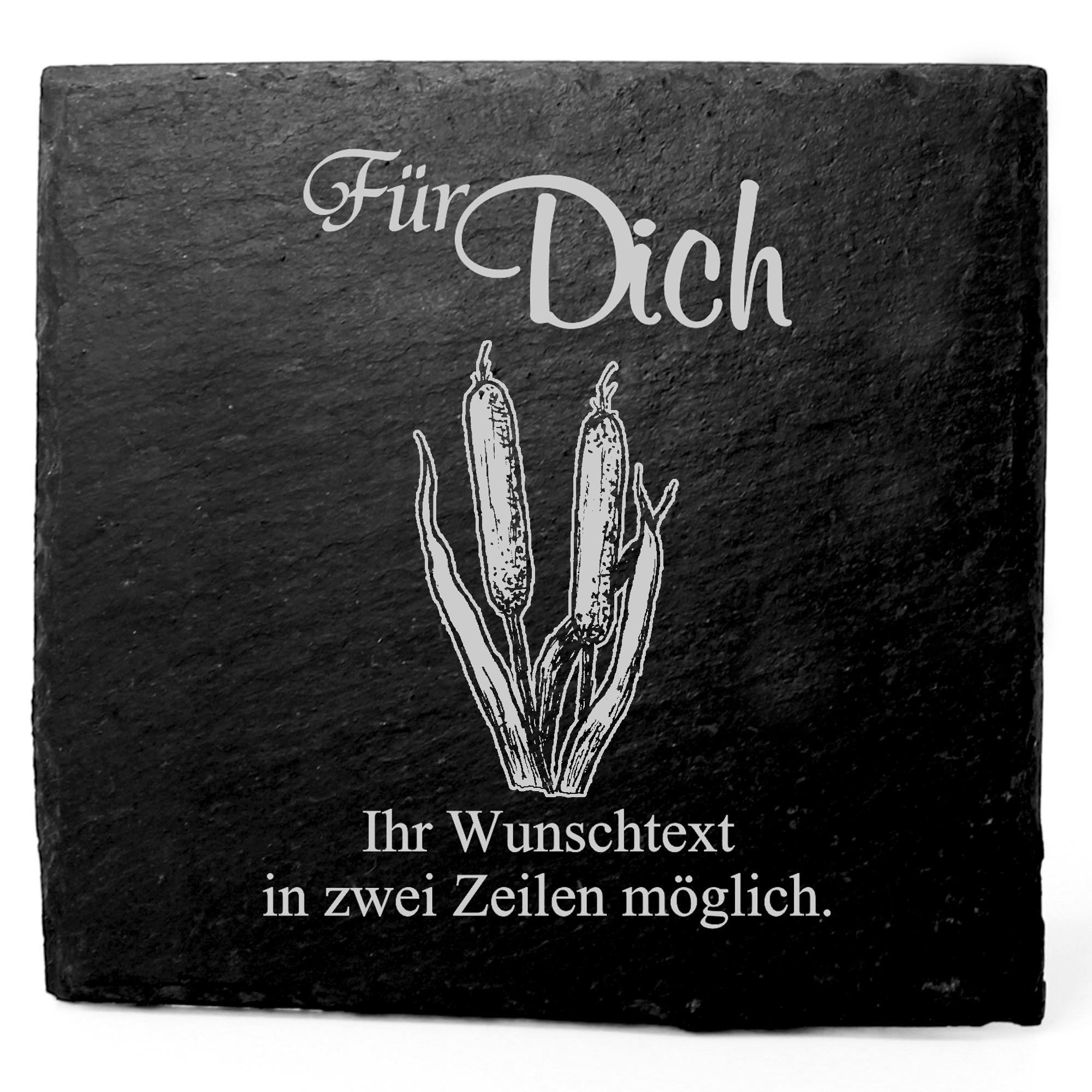 Deko Schiefer Untersetzer personalisiert Schilf - Für Dich - 11x11cm