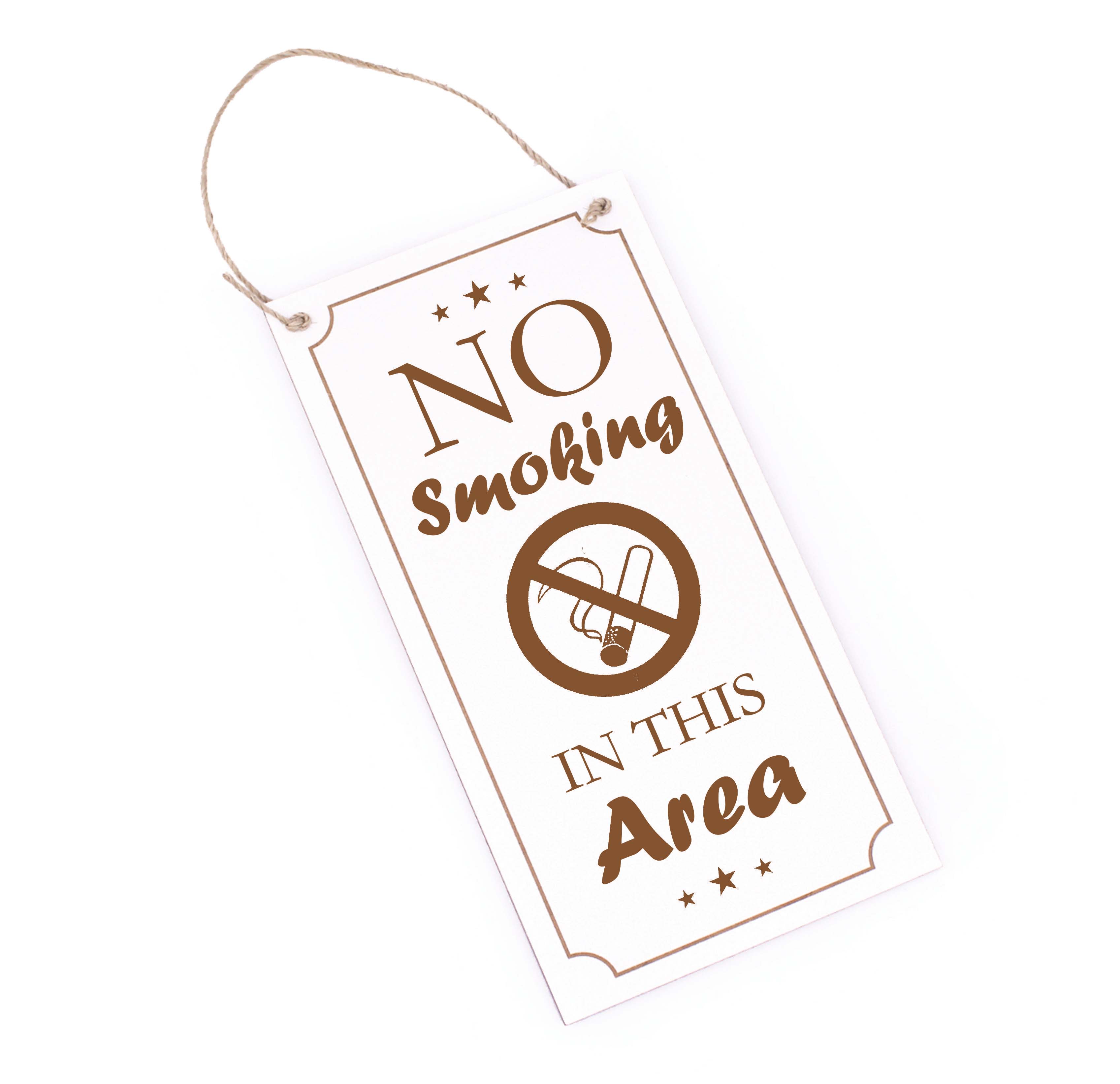 No Smoking Schild graviert - No smoking in this Area - Holz Deko Nichtraucher Türschild 10 x 20 cm