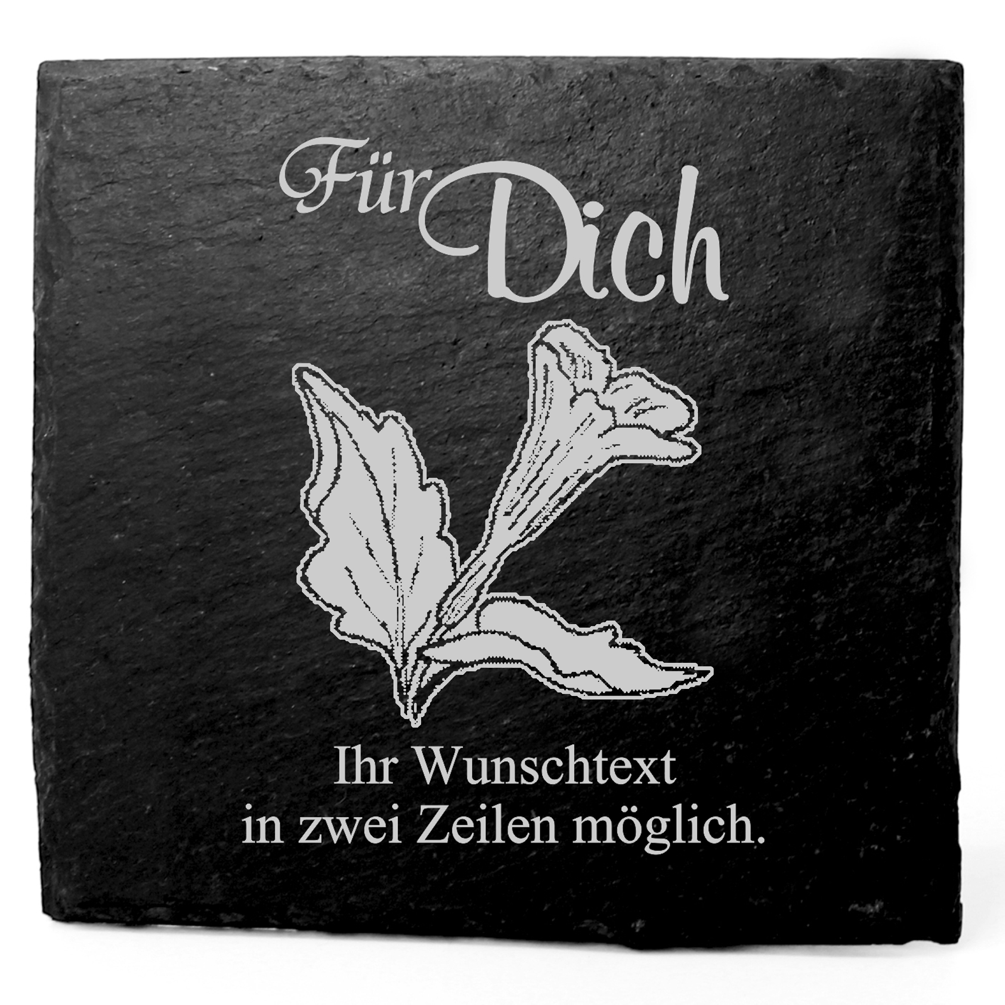 Deko Schiefer Untersetzer personalisiert Stechapfel - Für Dich - 11x11cm