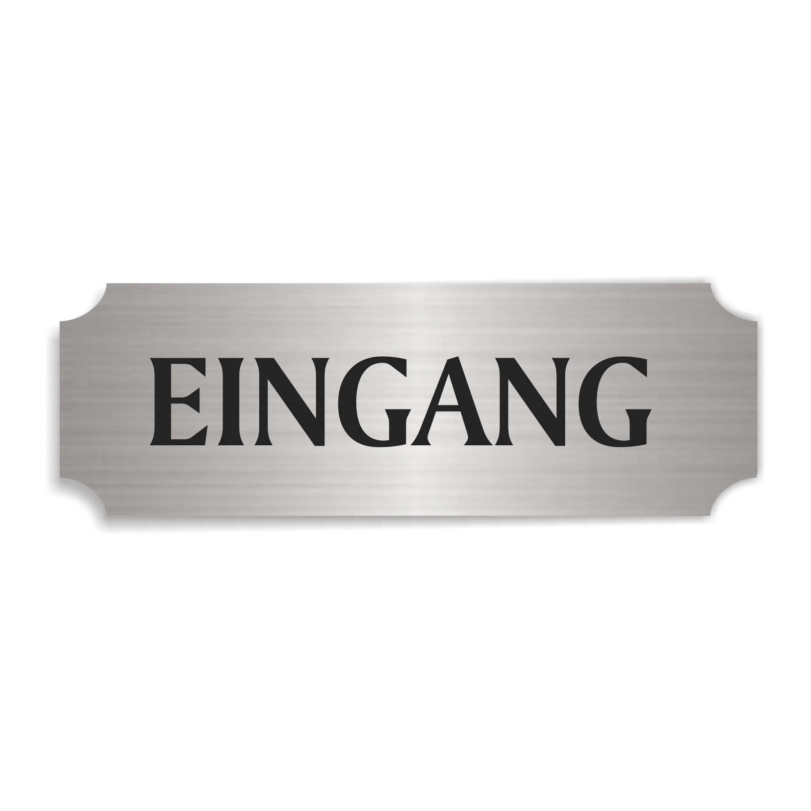 Schild « EINGANG » selbstklebend - Aluminium Look - silber