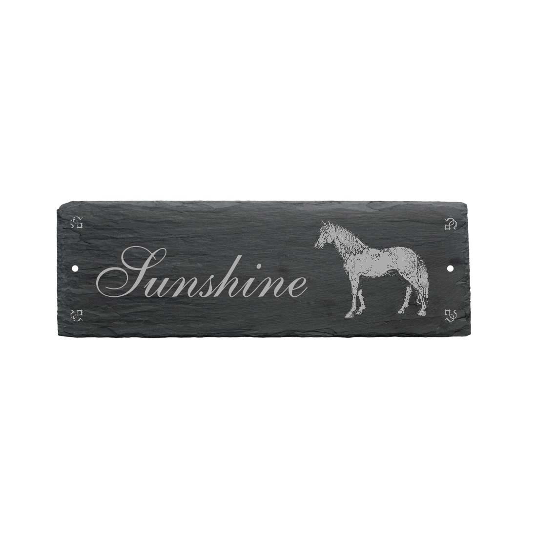 Pferdebox Schild « APPALOOSA + NAME » ca. 22 x 8 cm - aus Schiefer