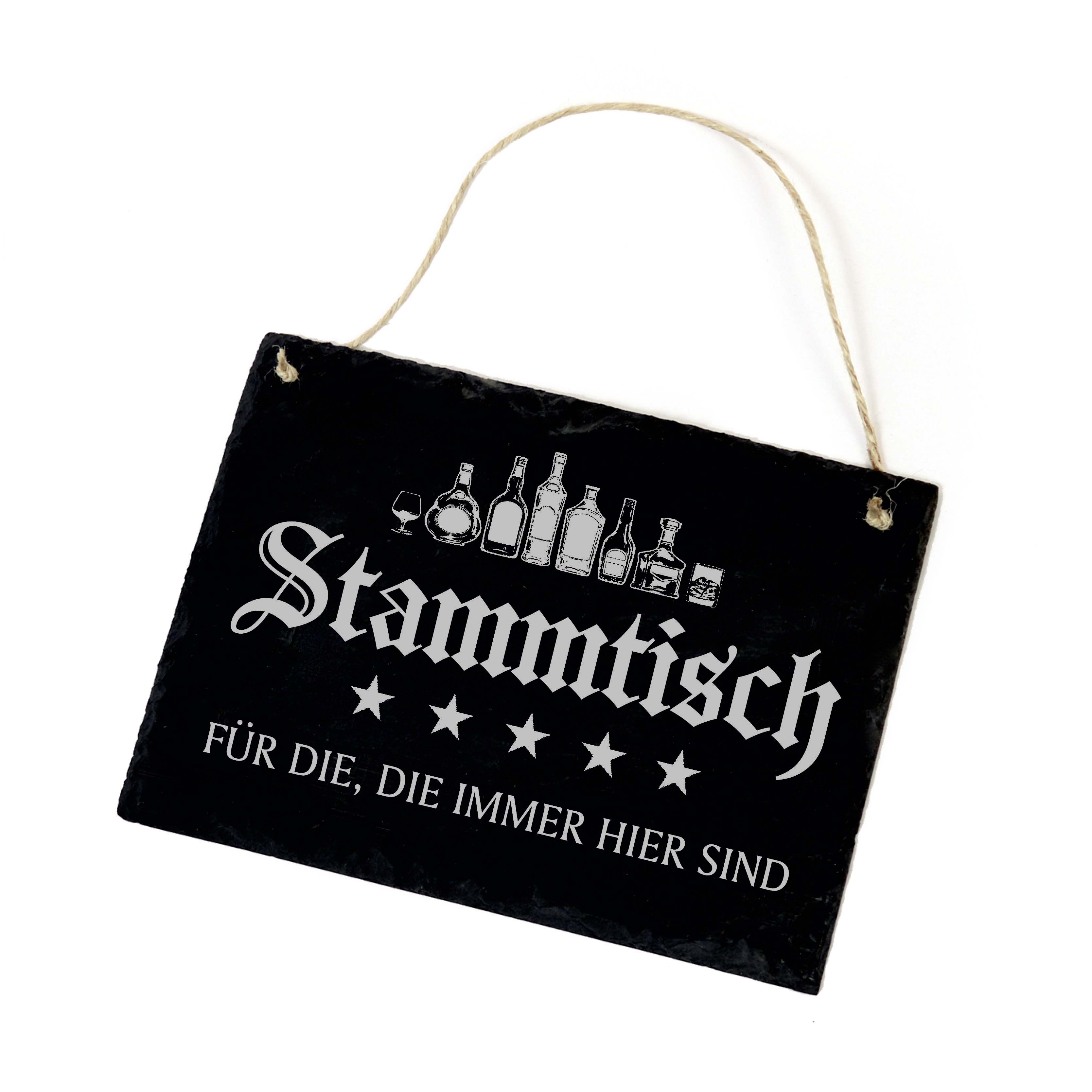 Stammtisch Schild aus Schiefer Türschild Gravur Deko Schiefertafel Bar Biergarten 22 x 16 cm