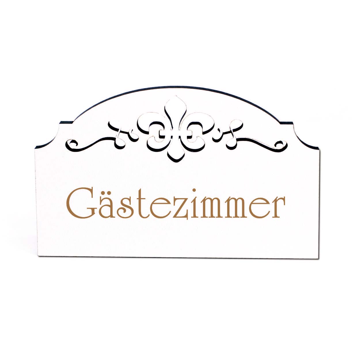 Gästezimmer Türschild Schild Holz graviert Ornamente selbstklebend Vintage Gäste Türdeko 15,5 x 9,5