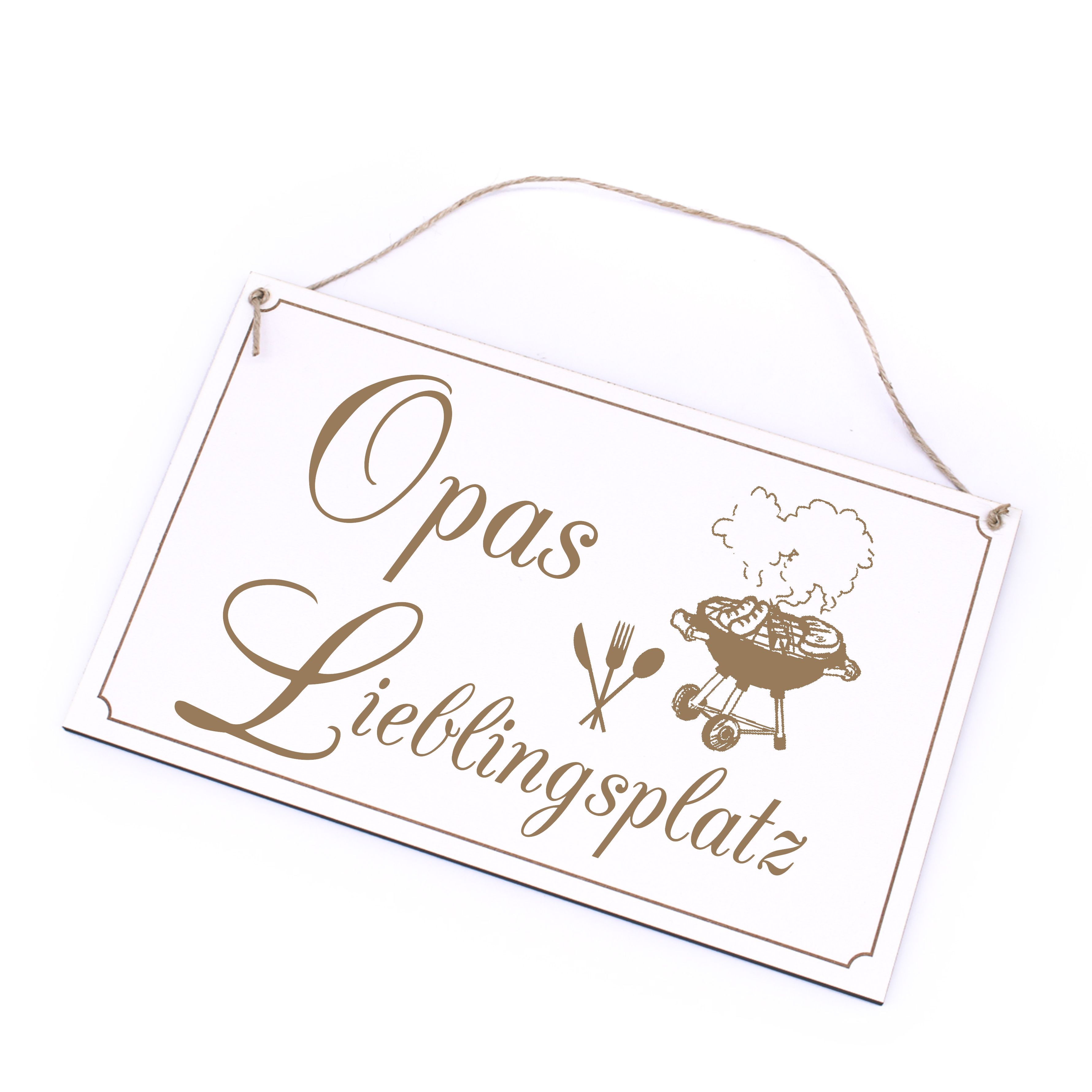 Grillplatz Opa Schild Grill - Opas Lieblingsplatz - Grillecke Grillschilder 26 x 16 cm