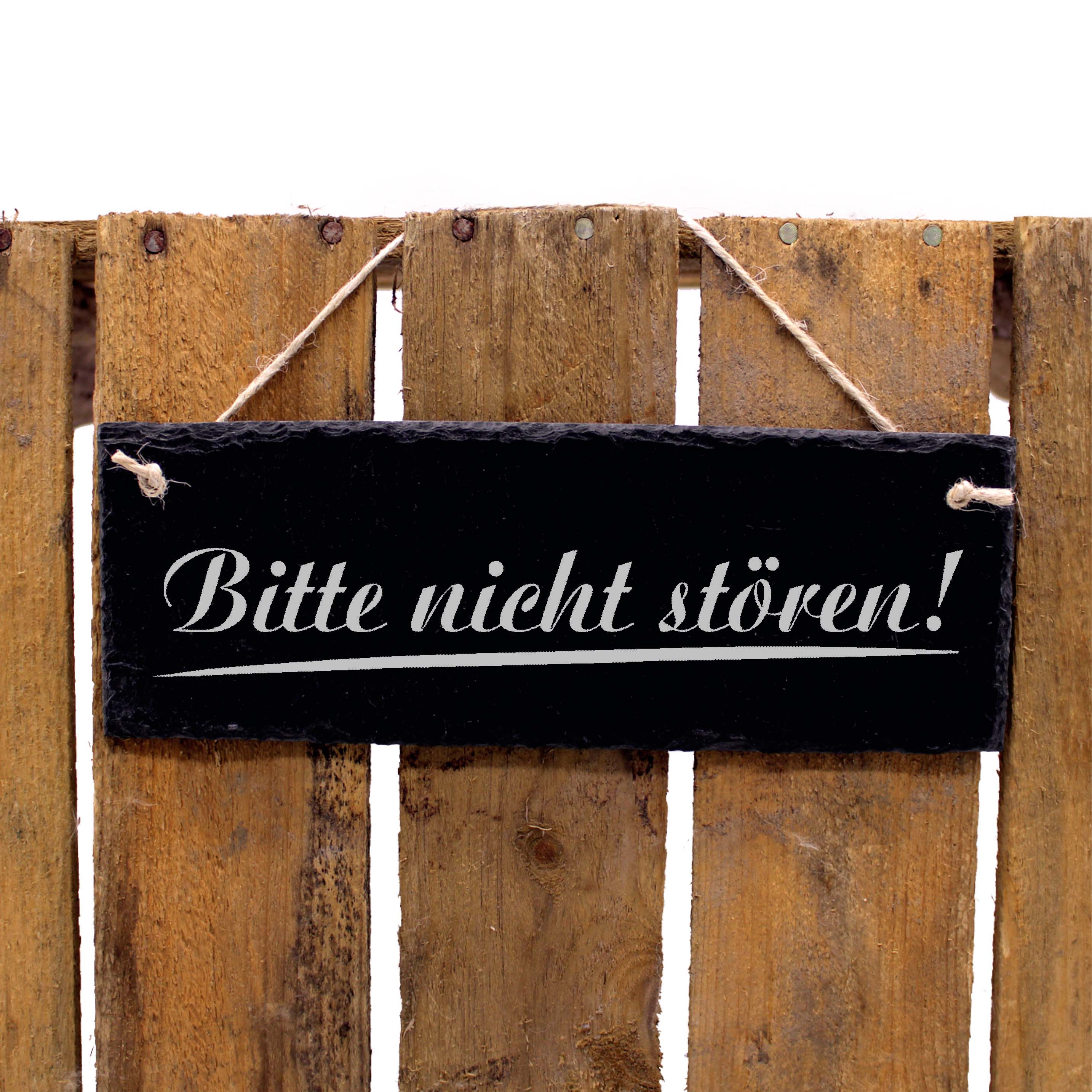 Schiefertafel Bitte nicht stören - Türschild 22 x 8 cm - wetterfest