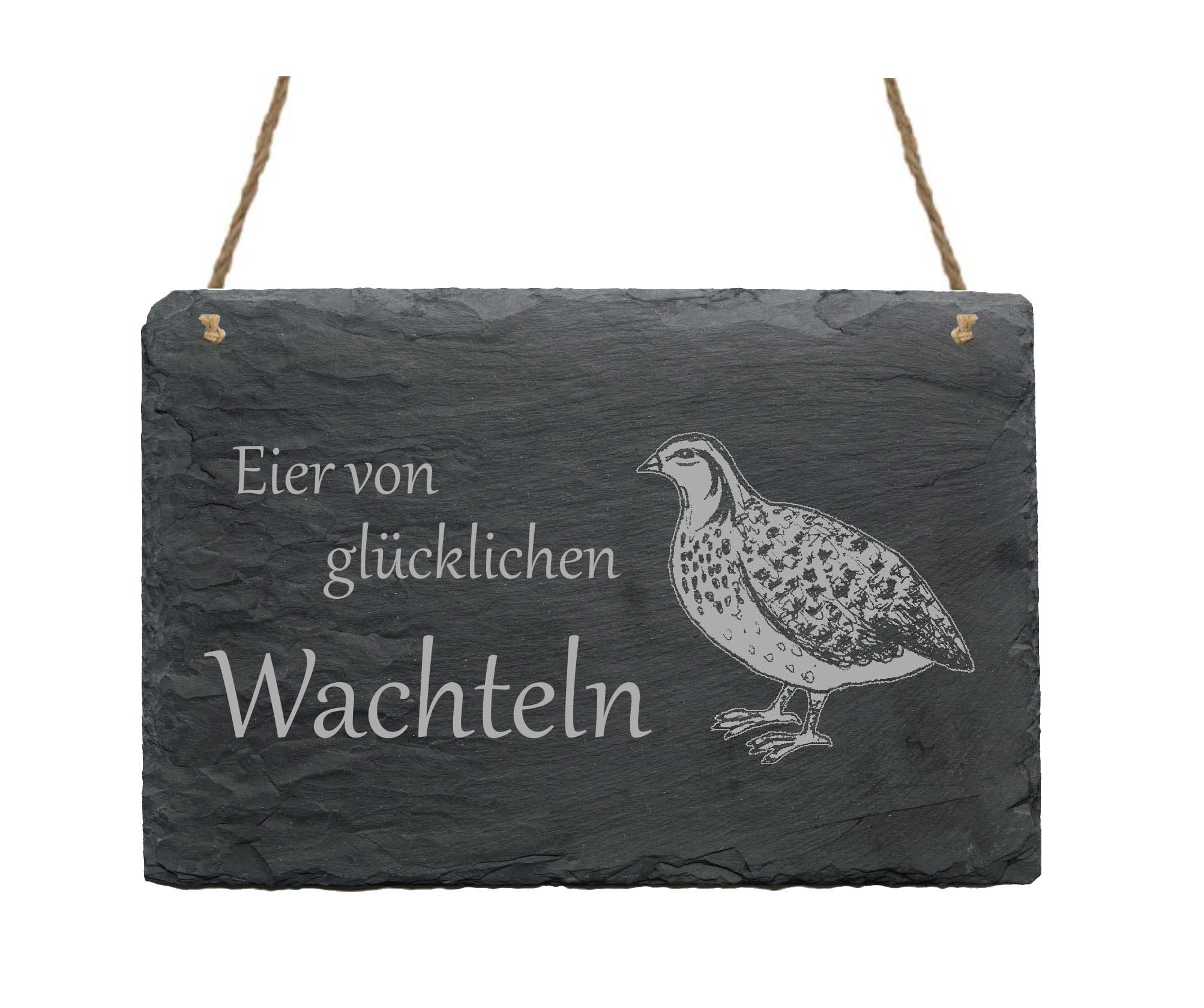 Schiefertafel « EIER VON GLÜCKLICHEN WACHTELN » Schild