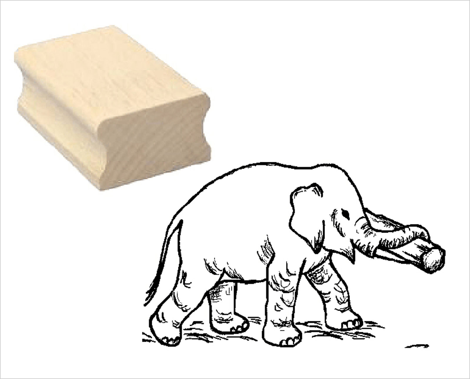 Motivstempel « ELEFANT mit Baumstamm »