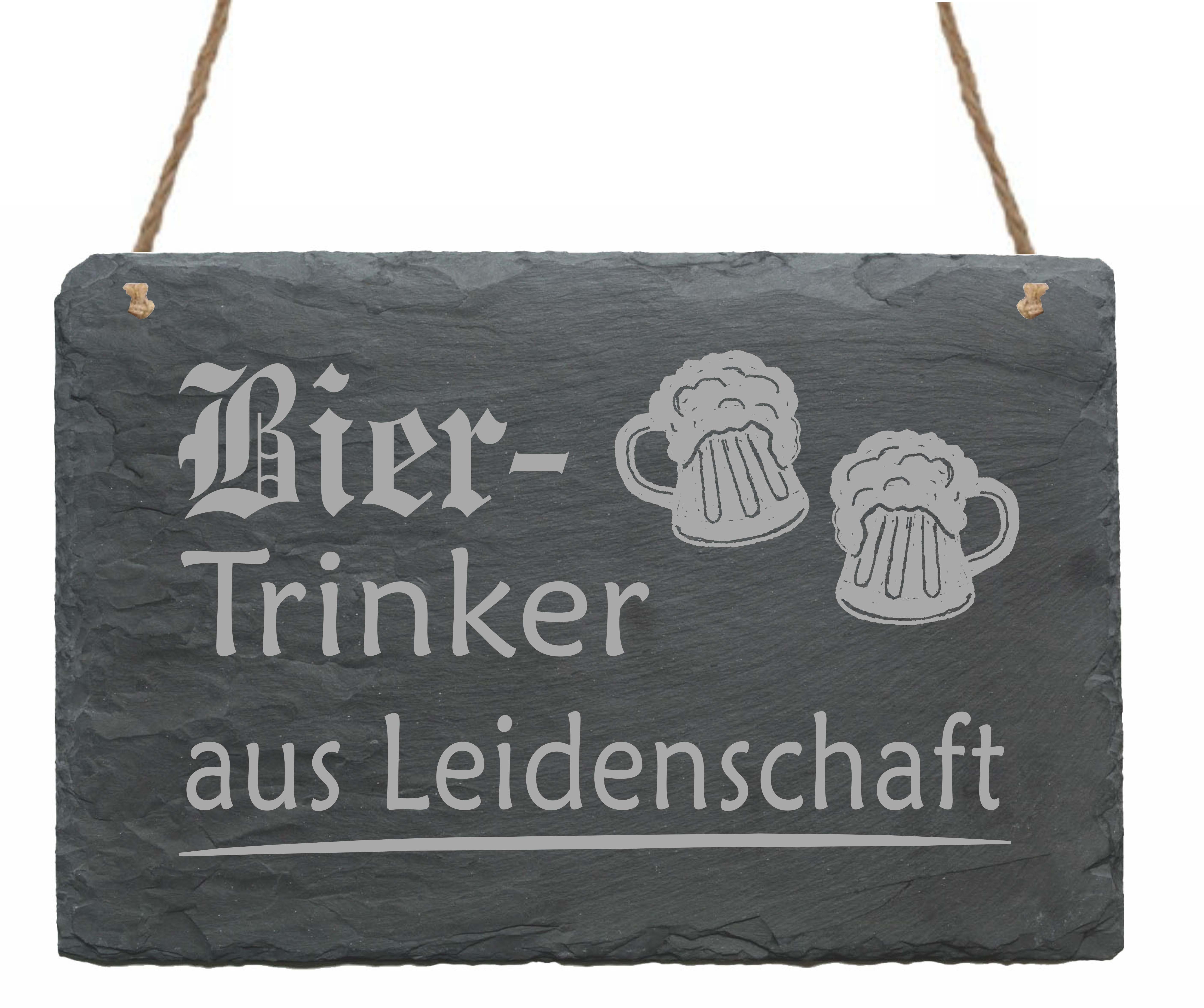 Schiefertafel « BIERTRINKER AUS LEIDENSCHAFT » mit Motiv