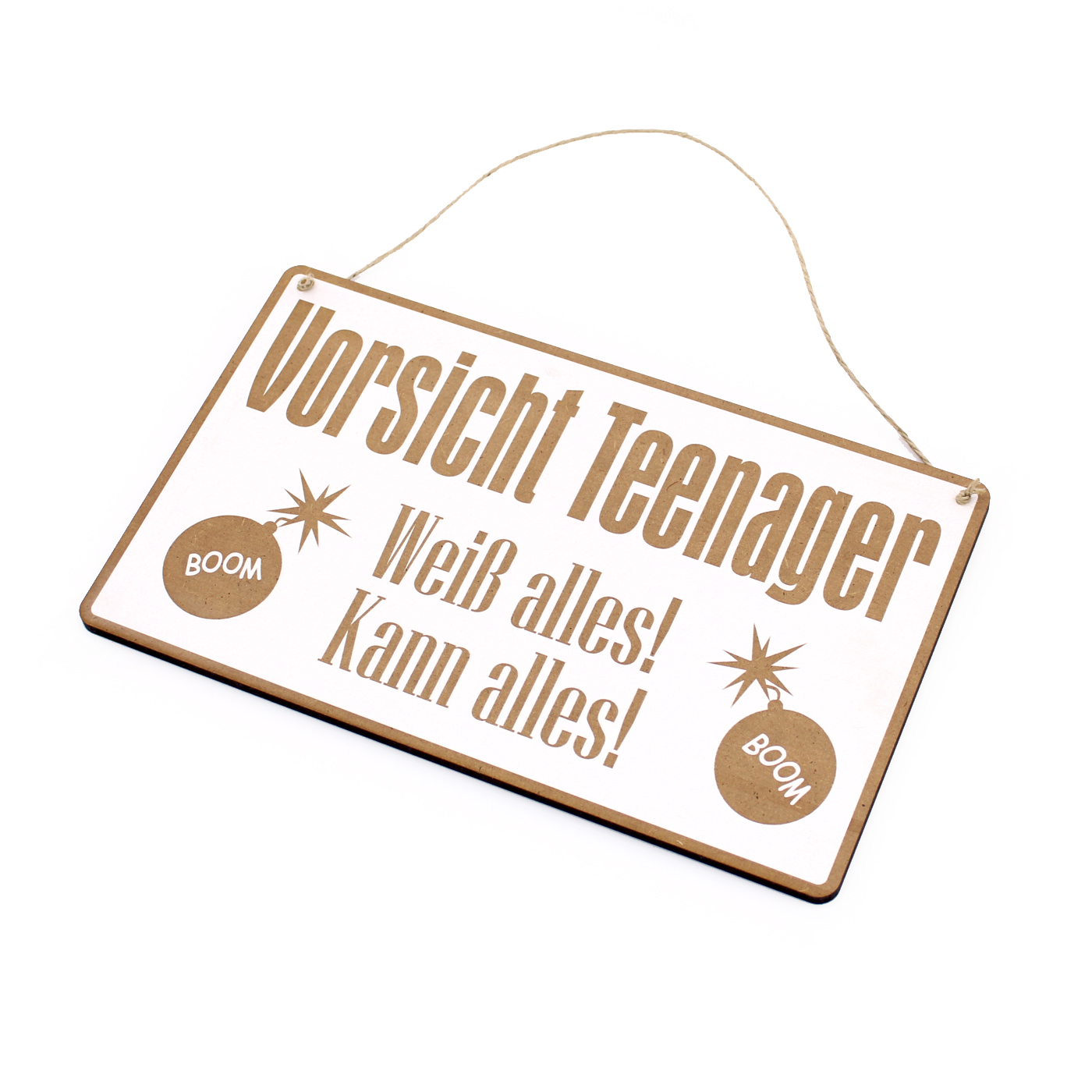 Schild Vorsicht Teenager - Weiß alles! Kann alles! Türschild 25 x 15 cm