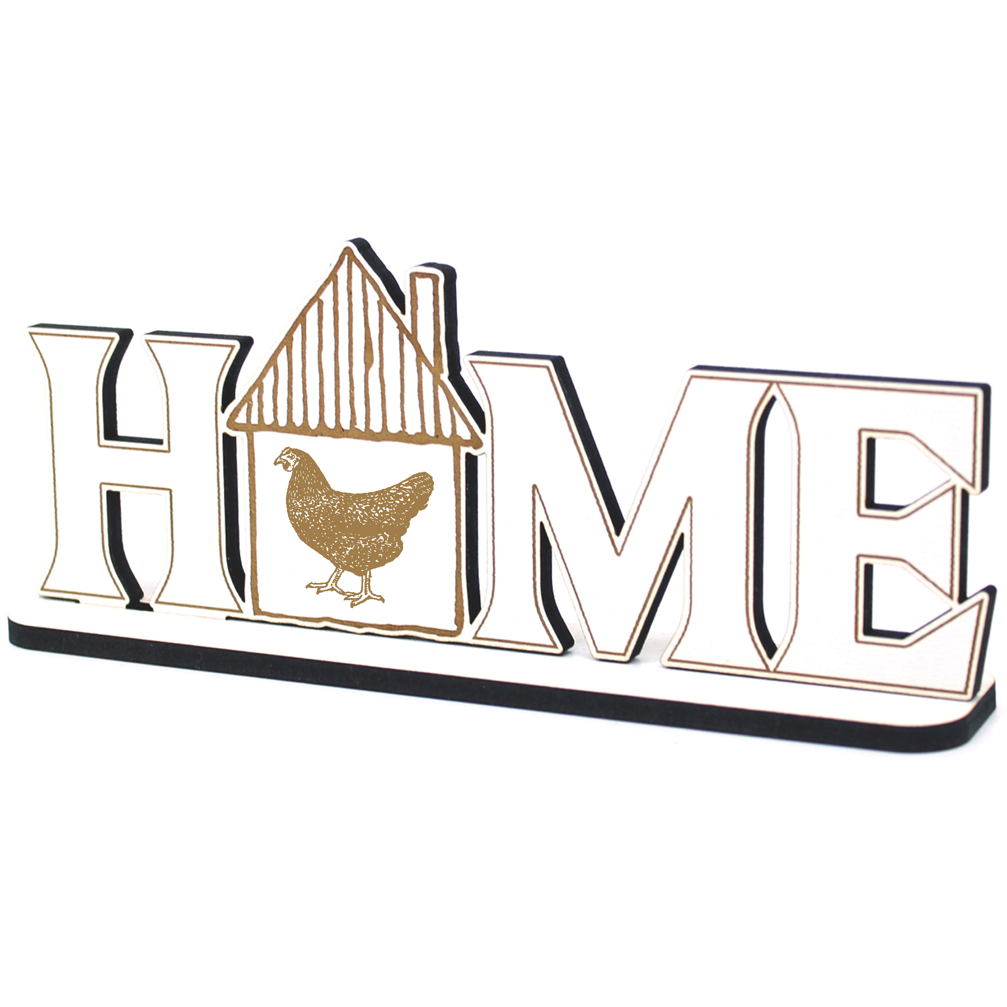 Deko Home Aufsteller Holz - dunkles Huhn - 28x12 cm Holzdeko