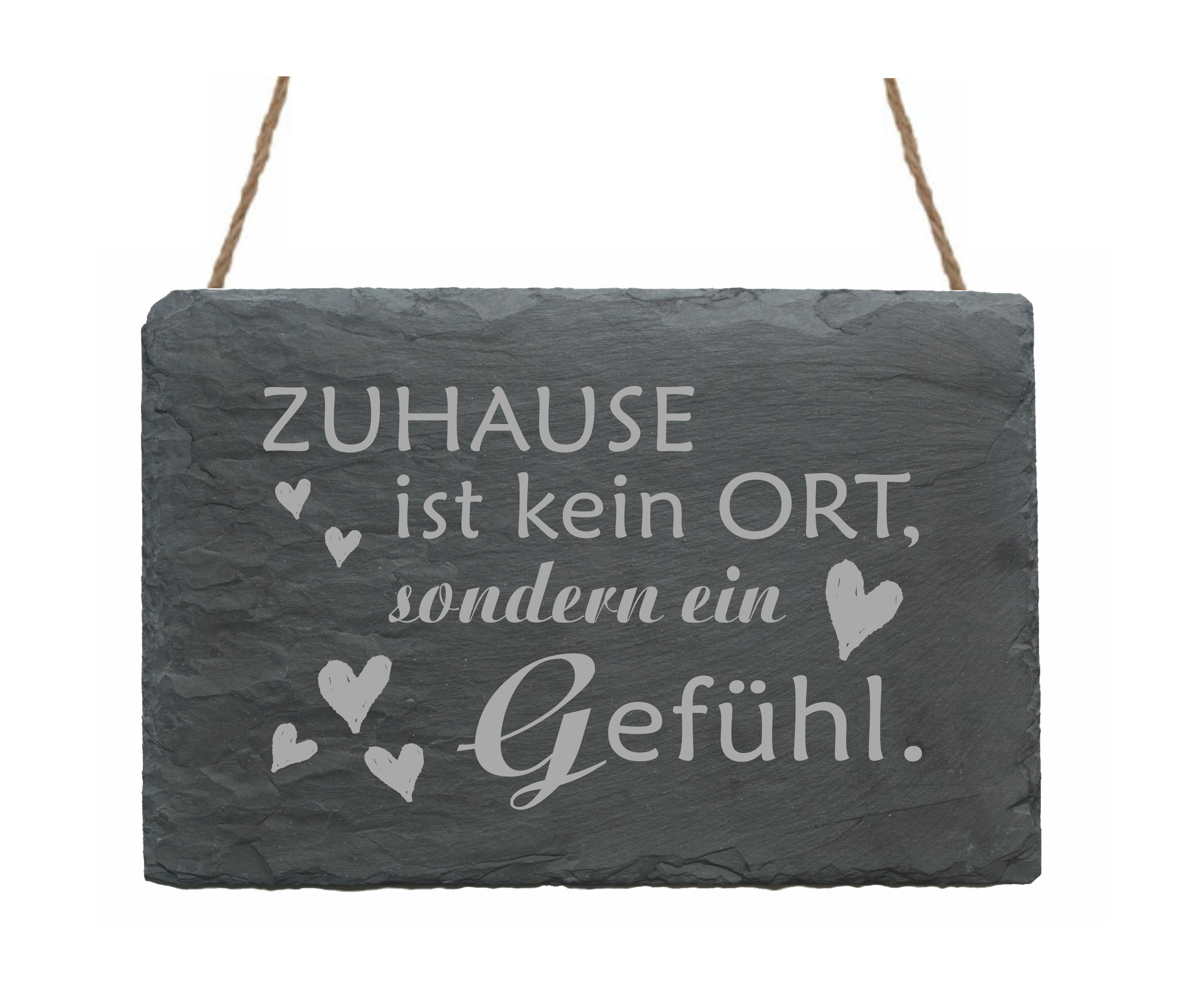 Schiefertafel « ZUHAUSE » Spruch mit Motiv