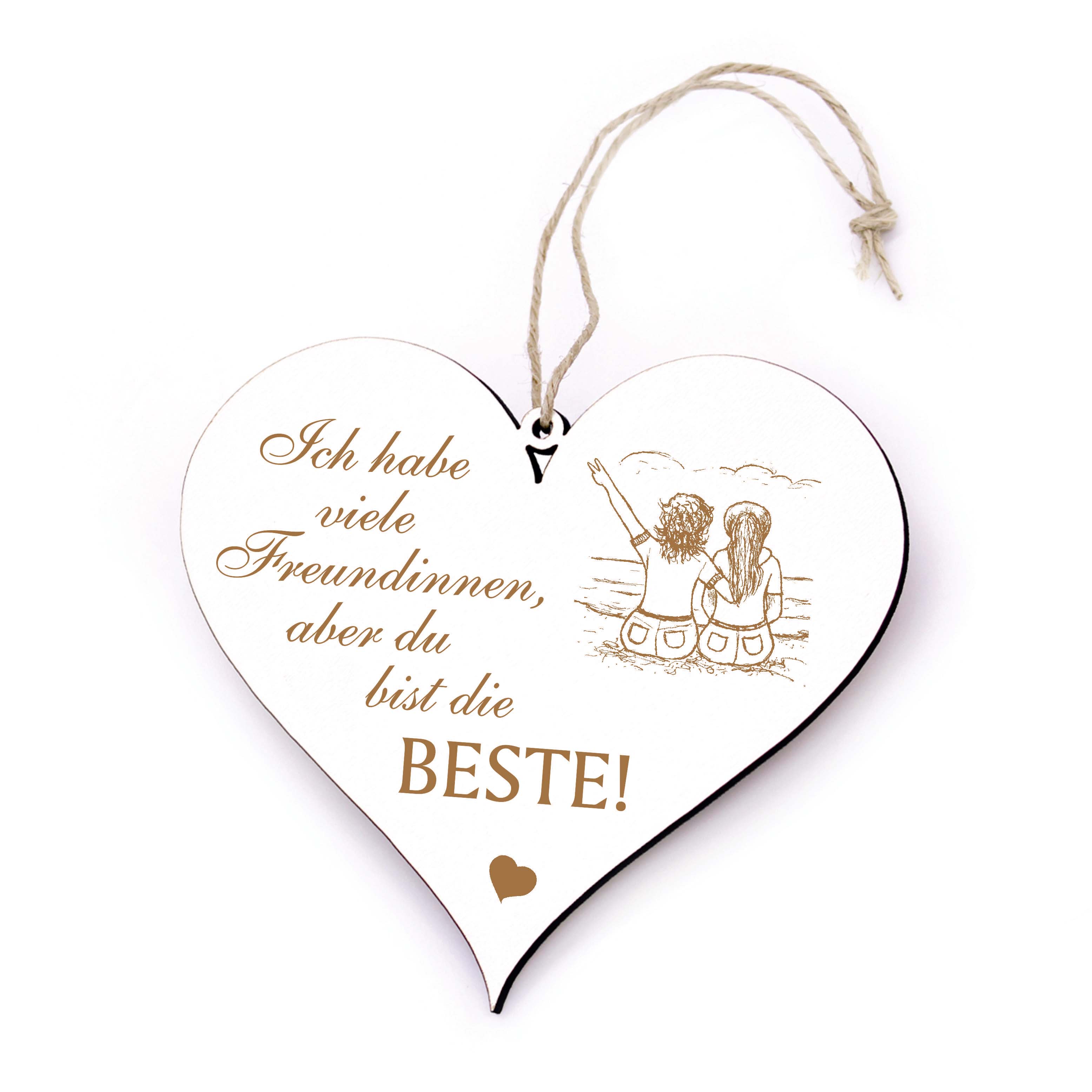 BFF Beste Freundinnen Schild Herz Holzschild graviert - Ich habe die Beste Freundin - 13 x 12 cm