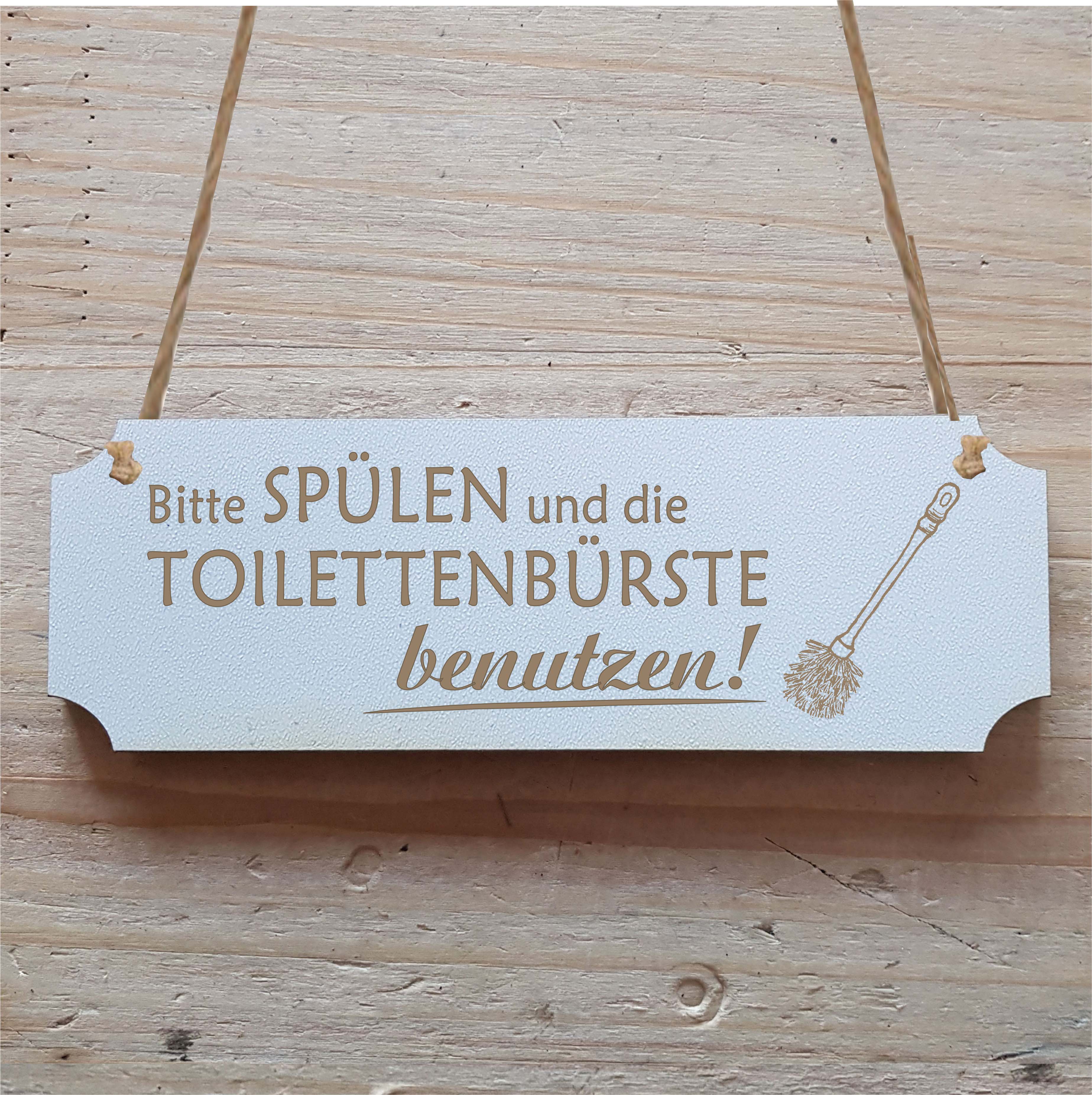 WC Schild « BITTE SPÜLEN und die Toilettenbürste benutzen » Hinweisschild