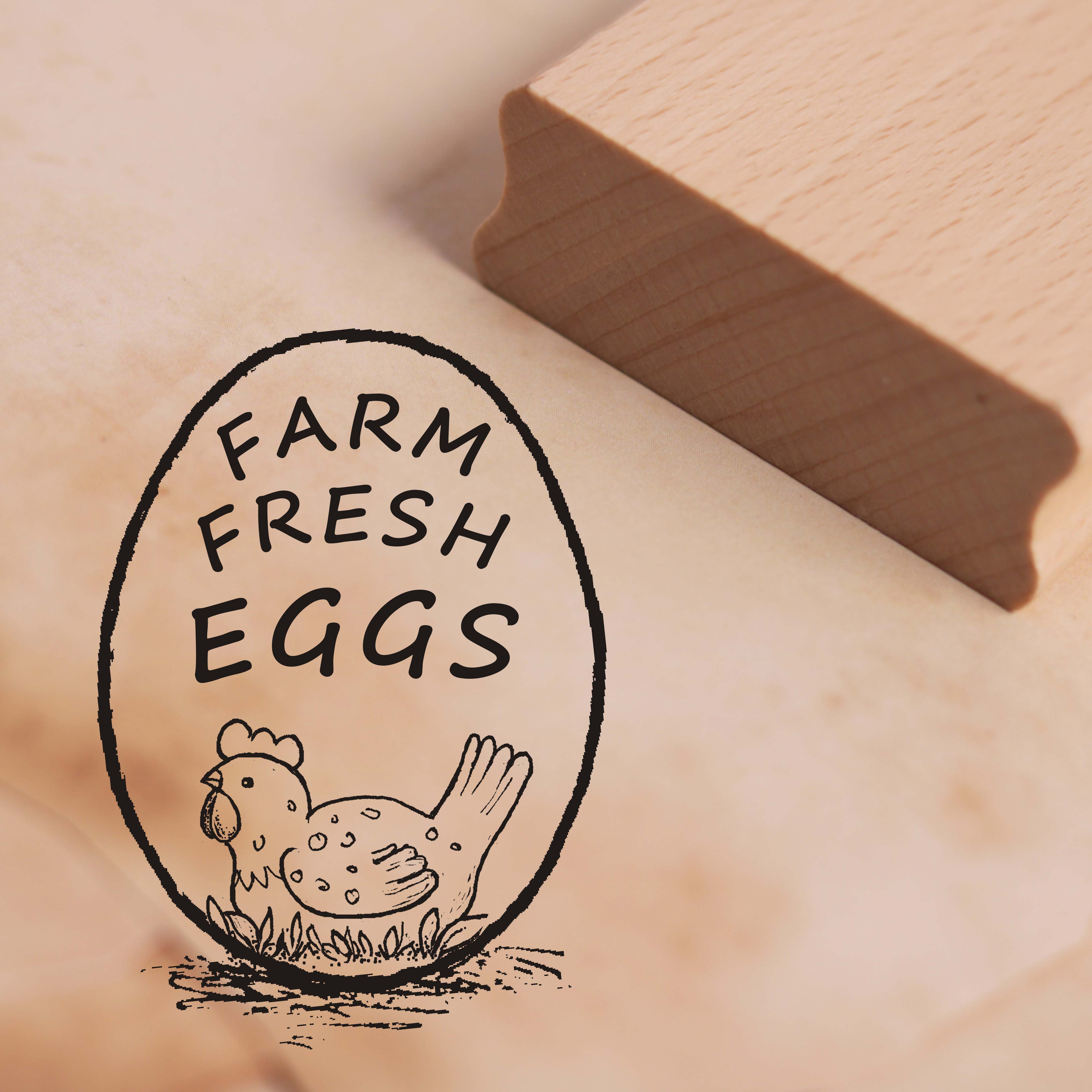 Motivstempel Farm fresh eggs Stempel Huhn 28mm x 38mm