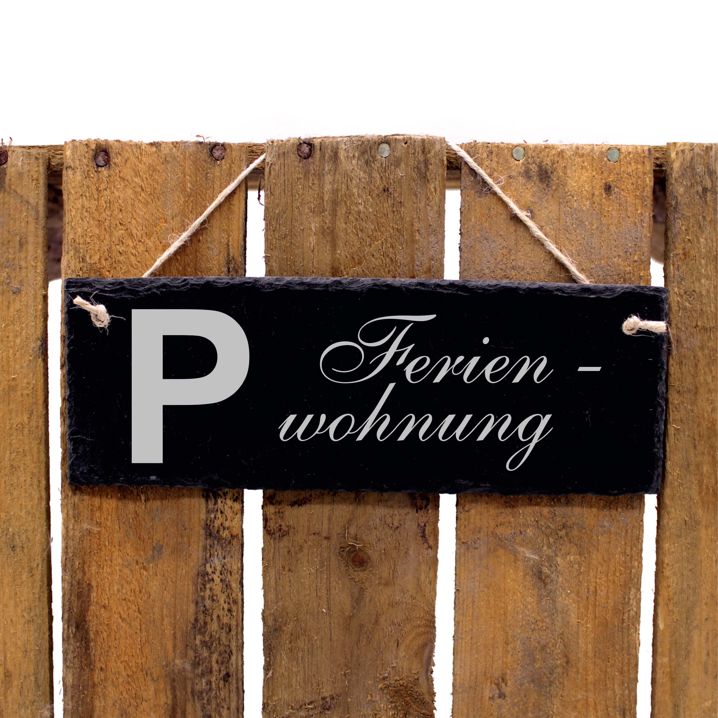 Schiefertafel Parkplatz Ferienwohnung - Türschild 22 x 8 cm - wetterfest