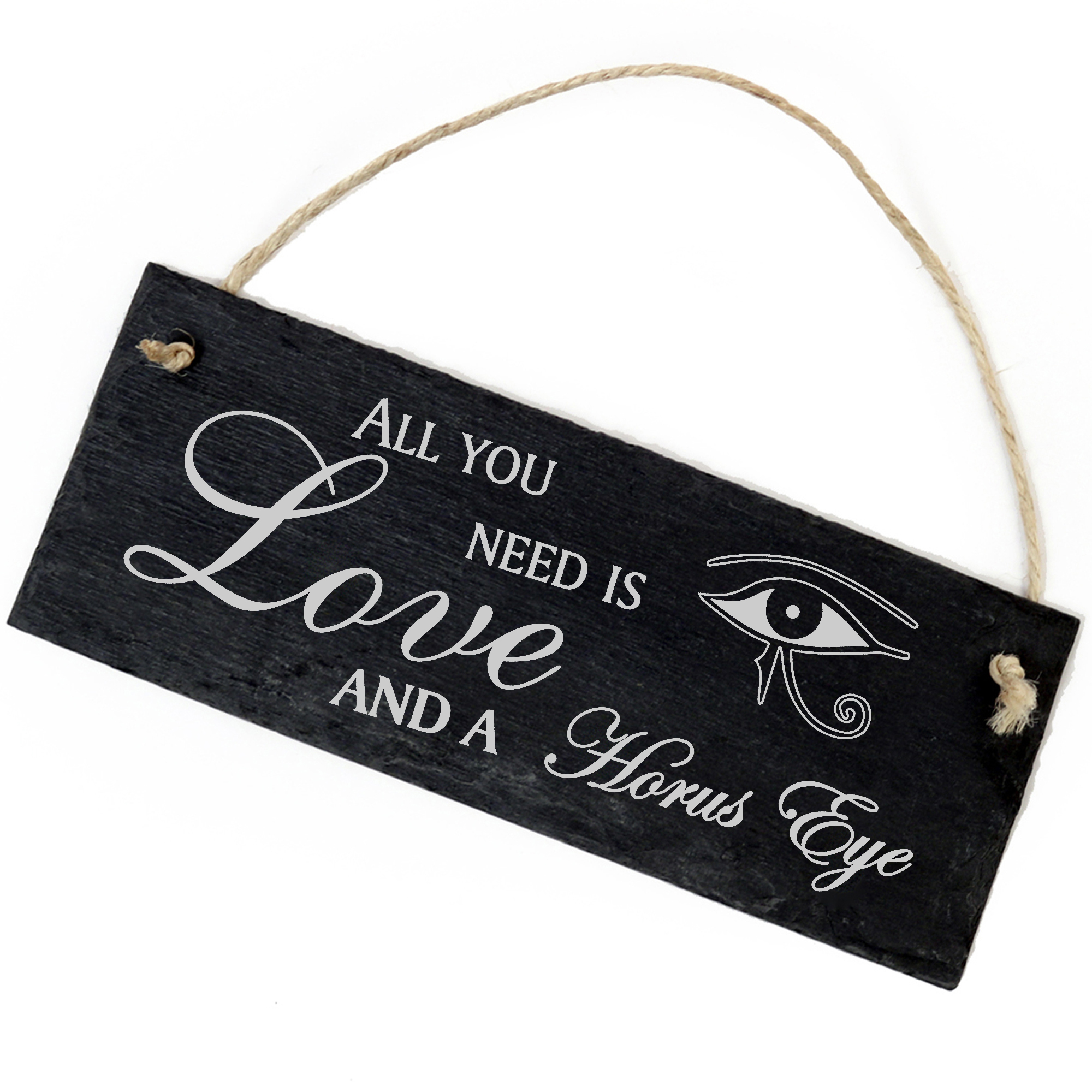 Schiefertafel Deko Horusauge Schild 22 x 8 cm - All you need is Love and a Horus Eye