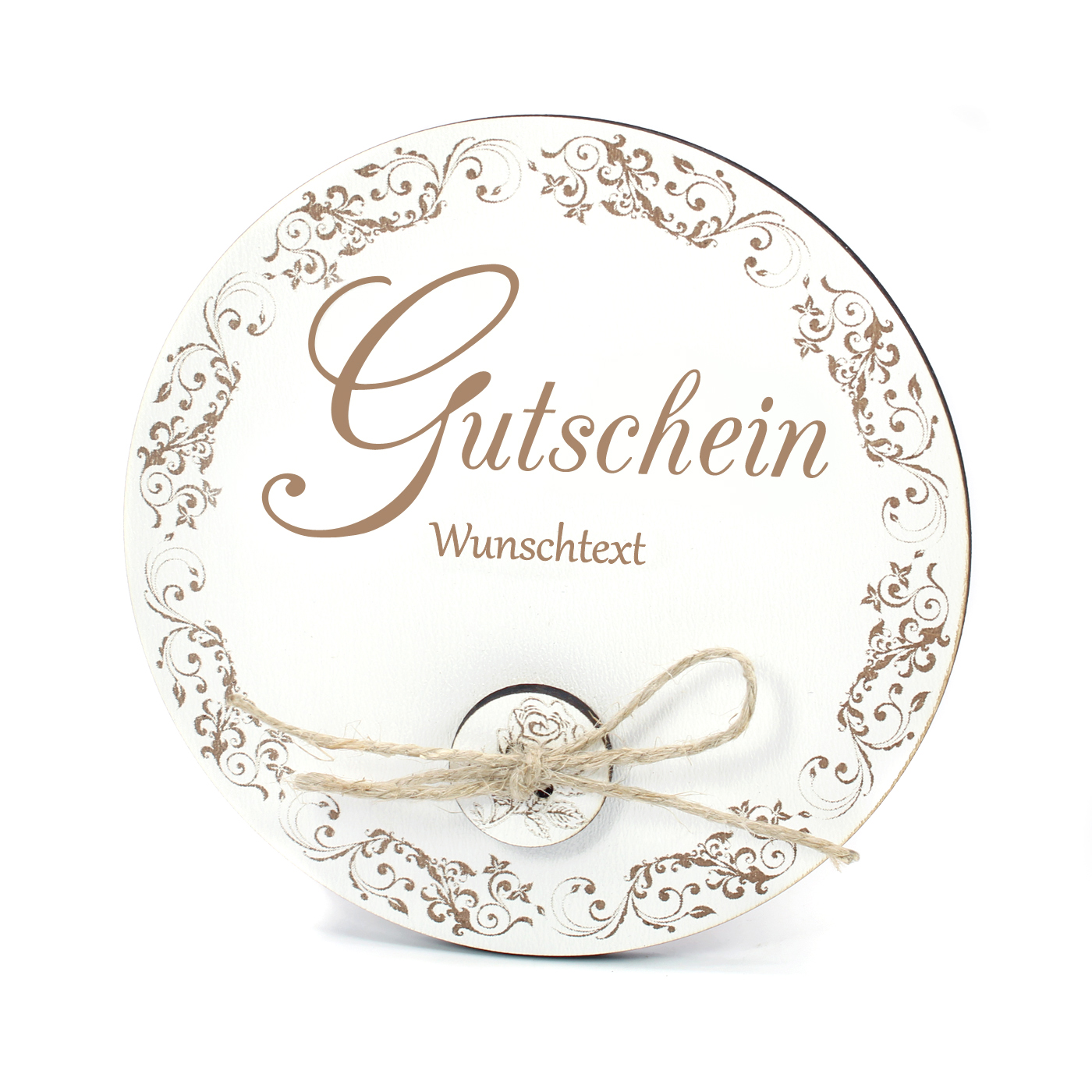 Gutscheingeschenk mit Wunschtext - Vintage Motiv Ø 13 cm