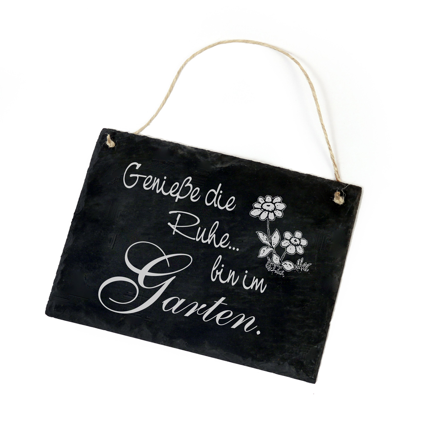 Schiefertafel « Genieße die Ruhe, bin im Garten » Schild Blumen - 22x16