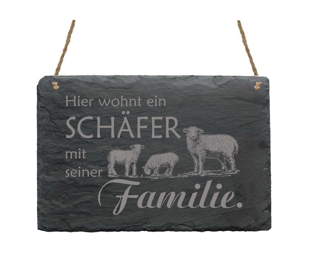 Schiefertafel « Hier wohnt ein Schäfer... » Familie